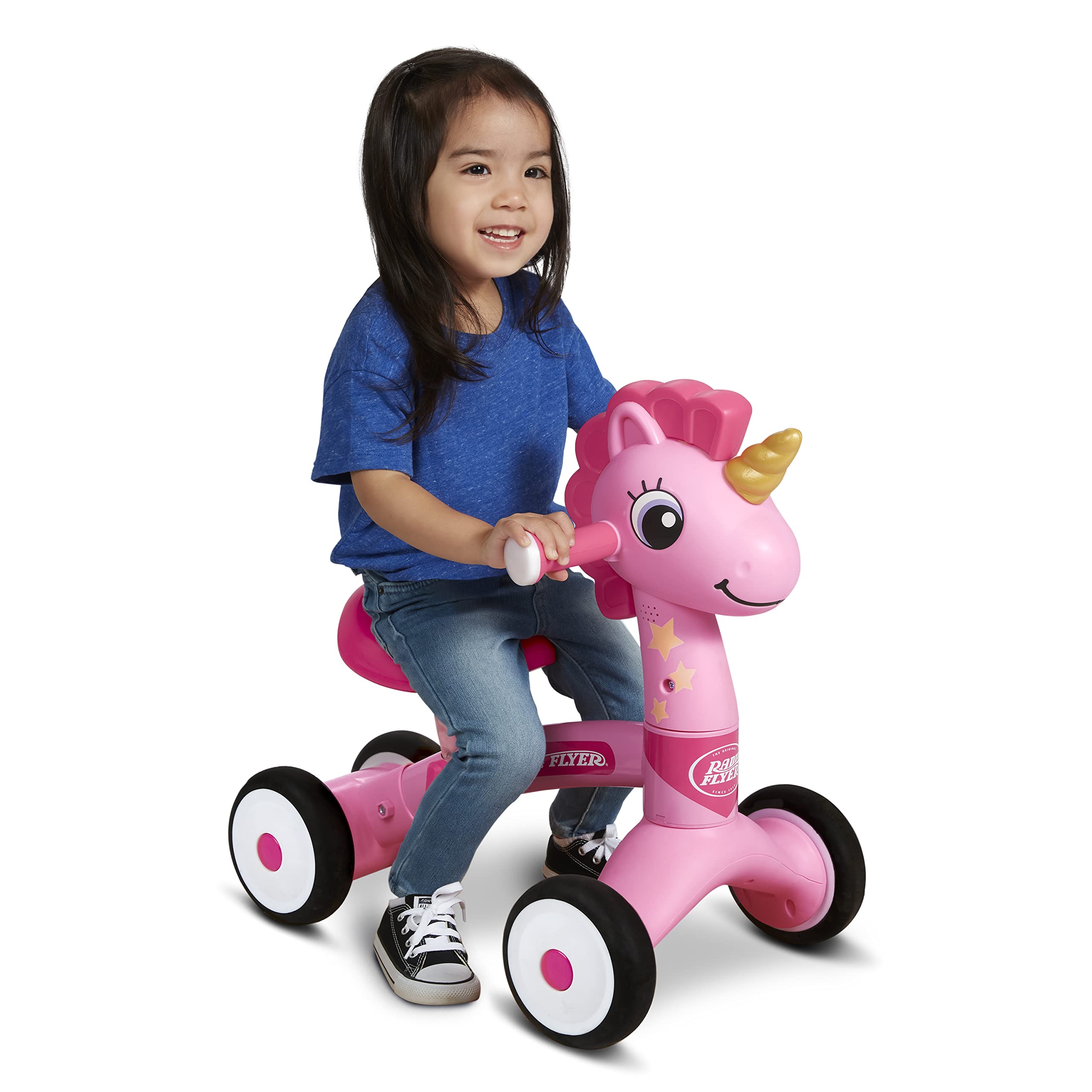 Radio Flyer Lil' Racers: Sparkle The Unicorn Ride on Toy, for Ages 1-3,Pink