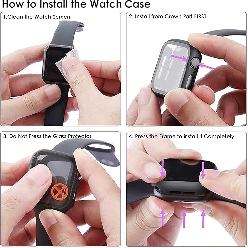 Miniatura 6 de Compatible con Apple Watch SE 6, 5, 4, 3, 2, 1, Series iWatch 9H, funda protectora de pantalla de cuerpo completo, carga inalámbrica, peso ligero,