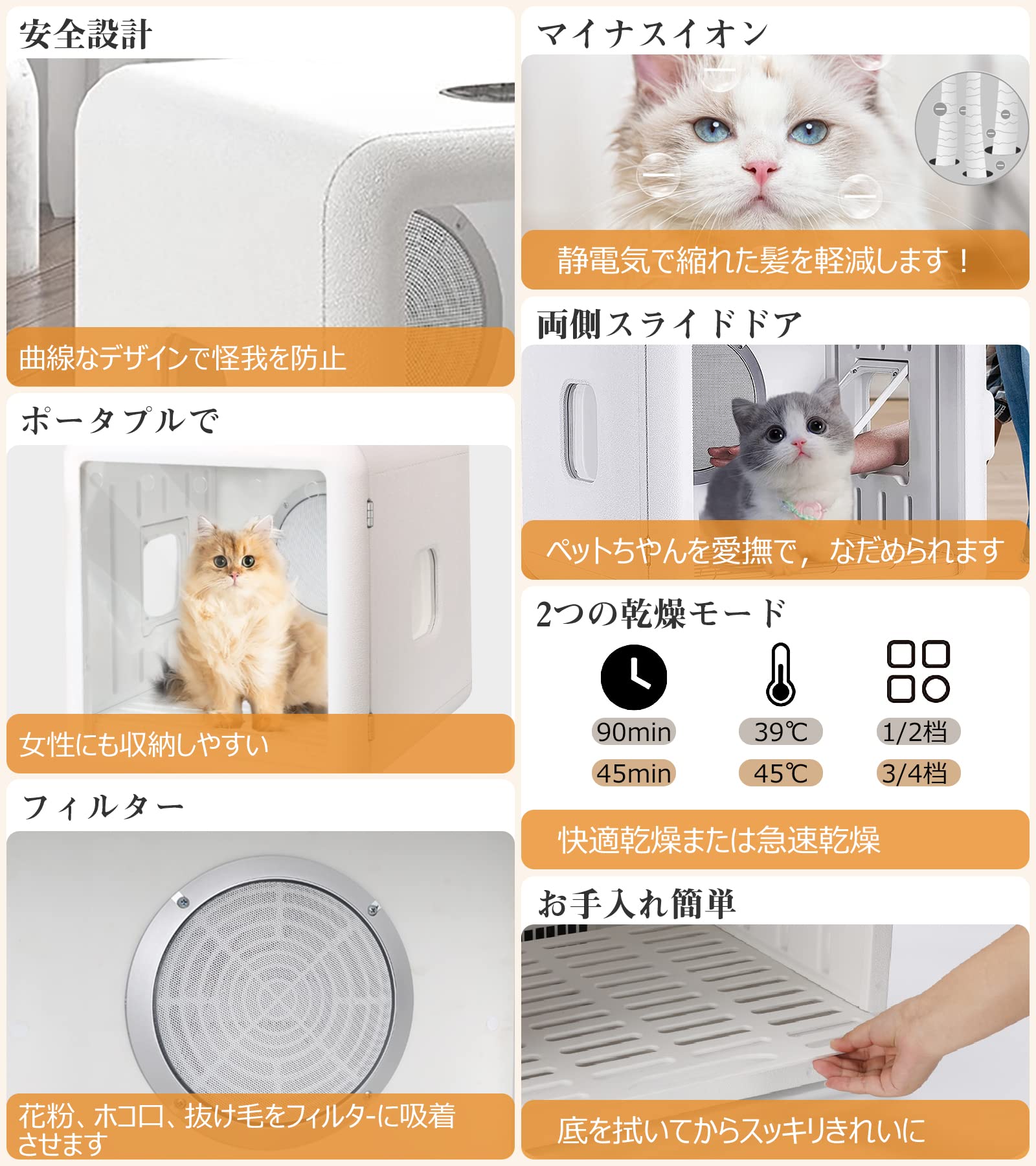 Amazon | CAARANY 犬 猫 ペットドライルーム 65L大容量 ドライハウス  