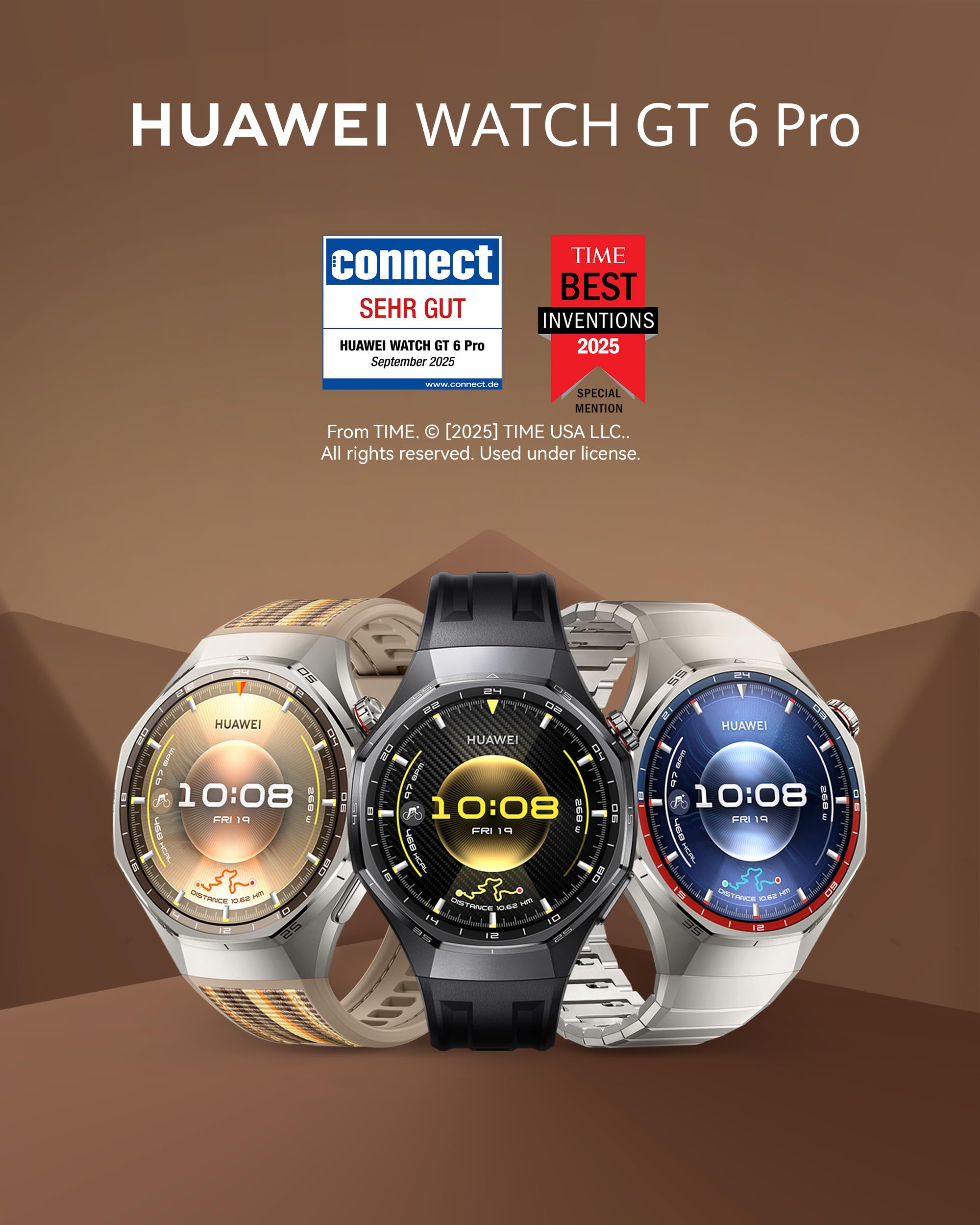 HUAWEI Watch GT 6 Pro Smartwatch, GPS, EKG, 1,47" AMOLED-Display, Bis zu 21 Tage Akku, umfassende Fahrrad-Features, 100+ Sportmodi, Kompatibel mit Android™ & iOS, Gesundheitsmonitoring, Schwarz, 46mm
