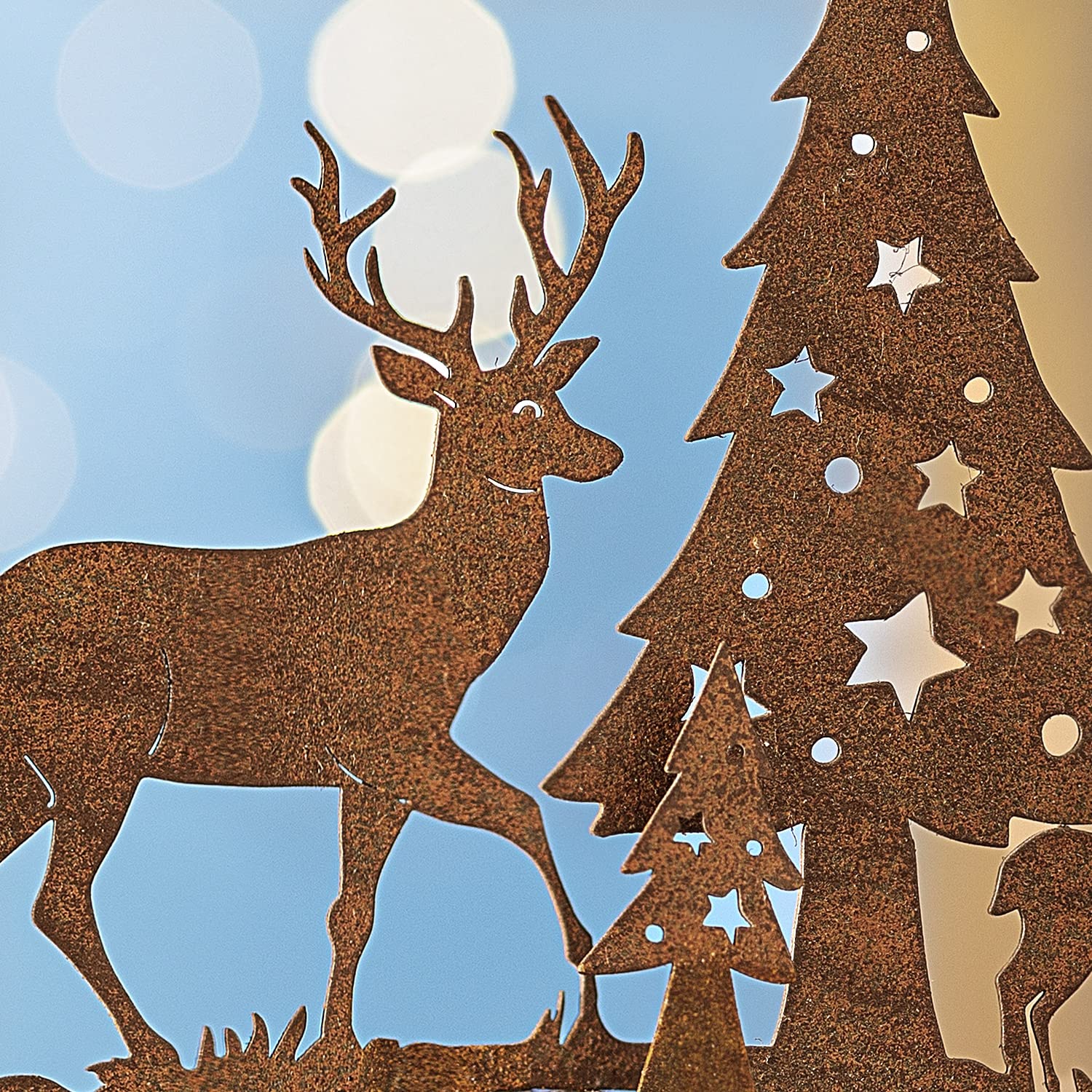 Weltbild Gartendeko Rost Wurzel Märchenwald - Weihnachtliche Waldtiere Figuren Rost Deko für Garten | Gartendeko Figuren Hirsch Deko | Holz Deko & rostige Gartendeko als Balkon Deko Fensterbank Deko