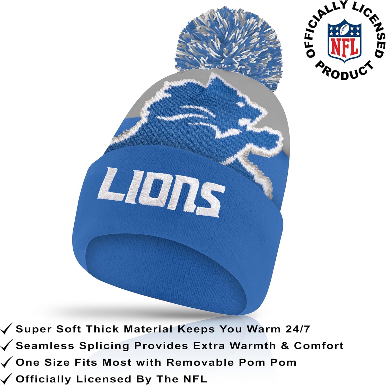 Ultra Game Adults NFL Official Super Soft Winter Beanie Knit Hat With Warm Touch Screen Gloves - Image 2