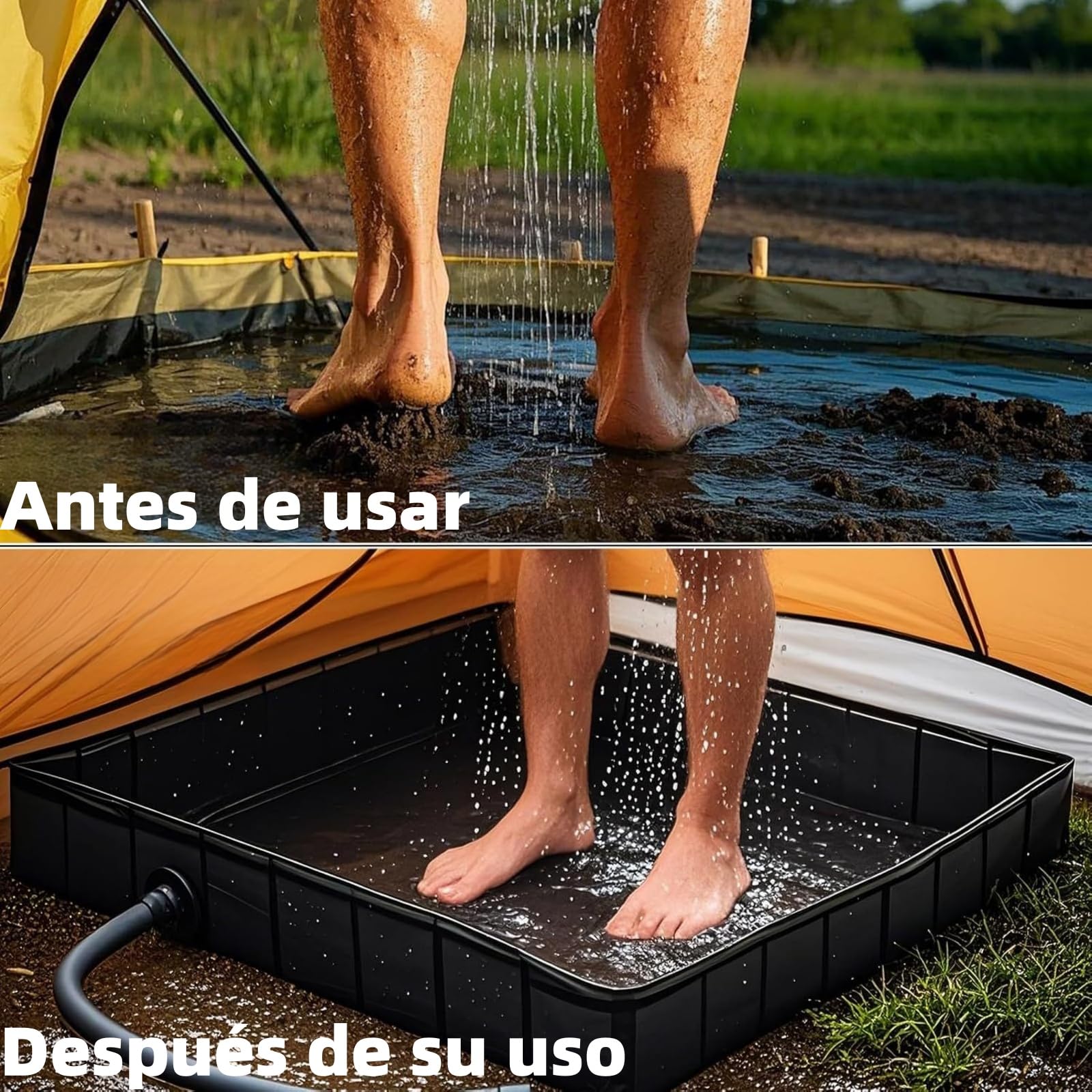 Genérico Portatil Plato De Ducha para Camping, Base De Ducha Plegable PortáTil, Multifuncional para Exteriores E Interiores, con DesagüE para Caravanas Playa, Alfombrilla Impermeable