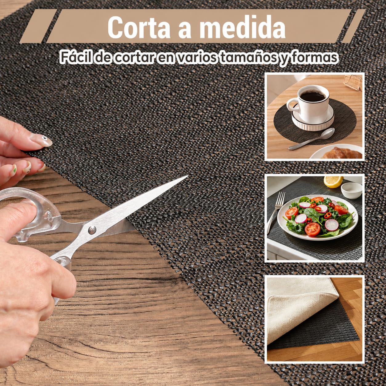 Antideslizante Alfombra 160x220cm, PVC Recortable Base Antideslizantes Multiusos Universal Alfombra Antideslizante para Suelo, Cajones, Estanterías, Bandejas, Cocina, Oficina, Coche (Negro)