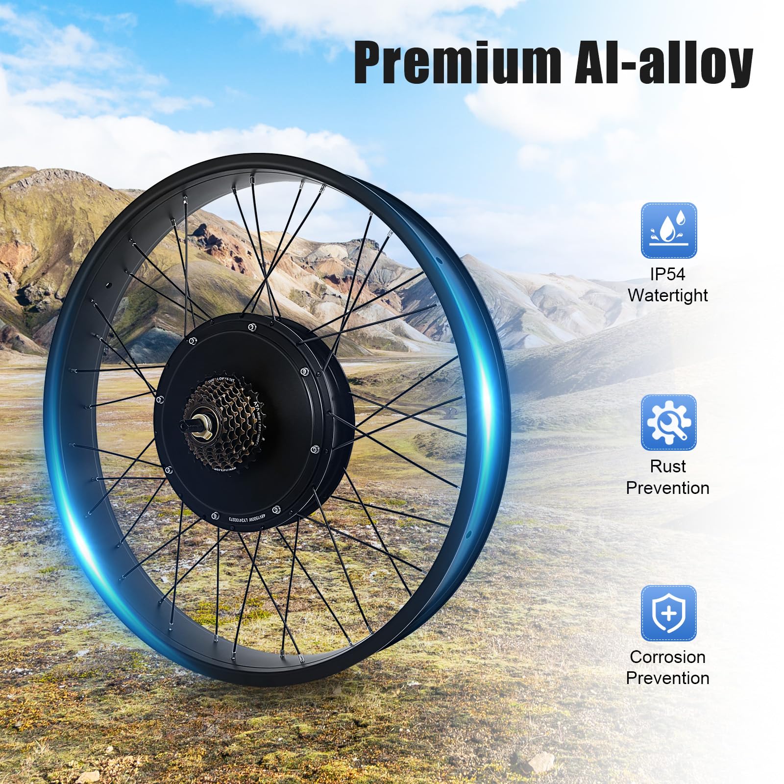 Juego de conversión de bicicleta eléctrica de 48 V 1500 W, kit de motor de 26 pulgadas para rueda trasera con pantalla LCD y controlador de 35 A, adecuado para vehículo de nieve y bicicleta