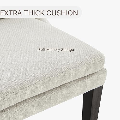 Miniatura 4 de Sillas de comedor tapizadas modernas de tela de rendimiento con respaldo alto para comedor, cocina, crema, juego de 2 (1 caja)