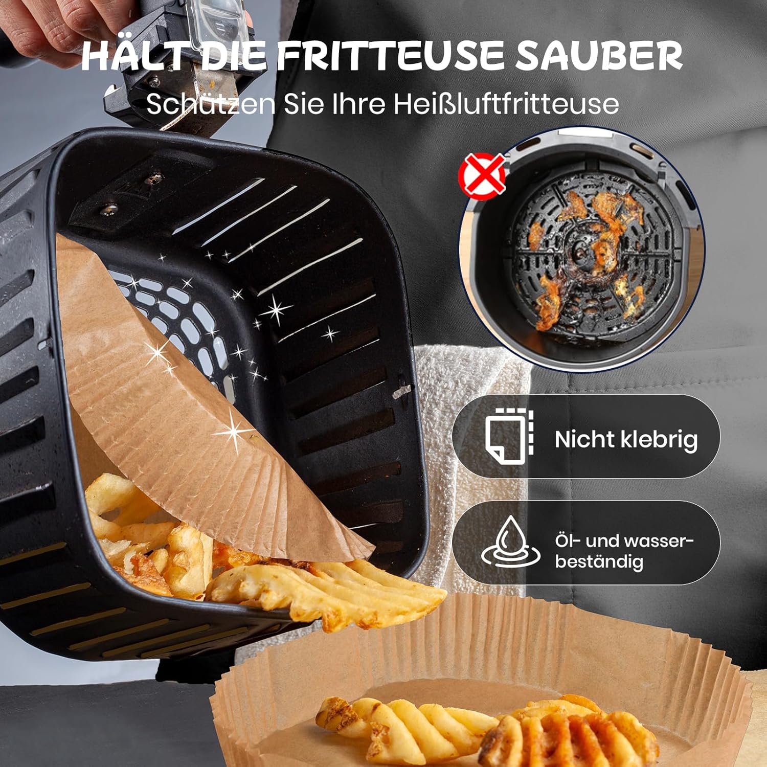 Légfryer papír használat közben