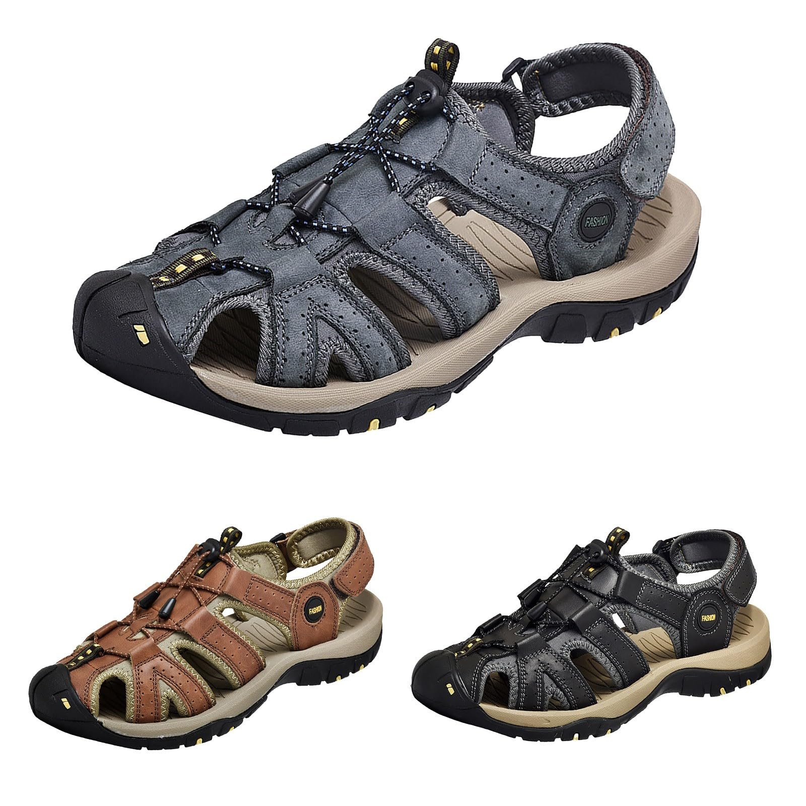Sandales de randonnée pour homme avec semelle intérieure - Sandales de trekking pour homme - Imperméables - Sandales d'été antidérapantes réglables - Chaussures d'été confortables