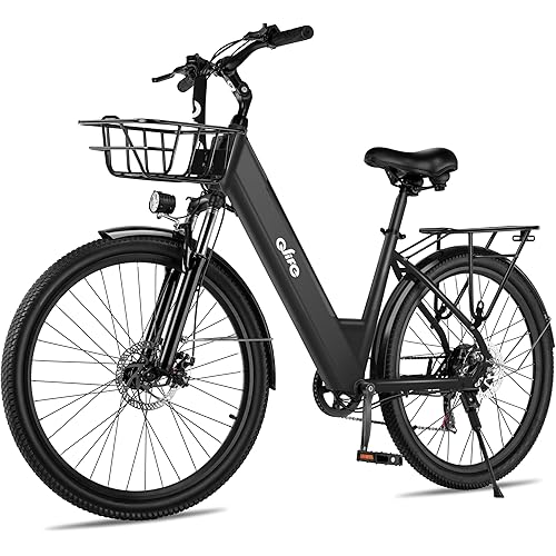 Qlife Cityone 26" Electric Bike for Adults, Peak 1000W/750W Step-Through Ebike, 40-55Miles Range, Up to 25Mph/22Mph, UL2849 Certified Removable Battery Ebikes with 7 Speed, Commuter E Bicycle