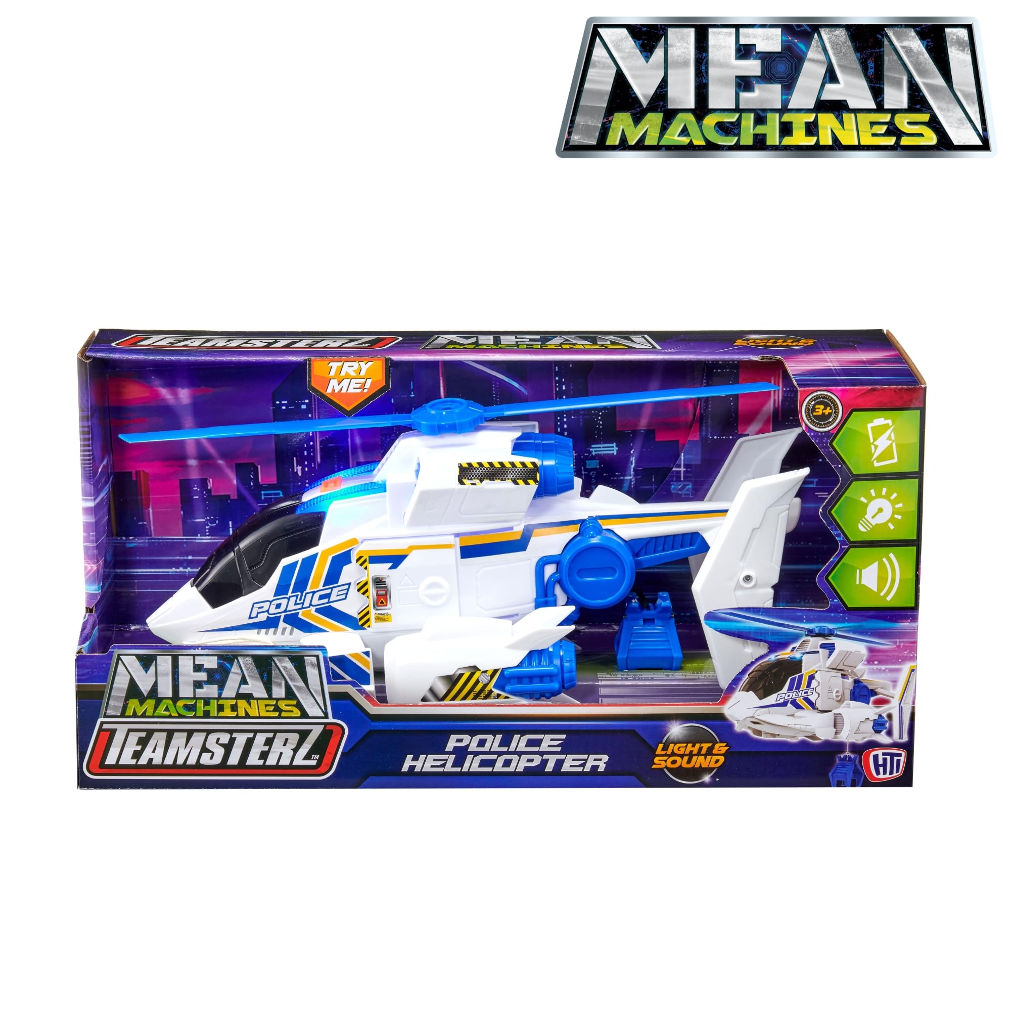 Teamsterz Mean Machine Helicóptero | Helicóptero de Servicio de Emergencia Policía con luces y sonidos realistas | 3+ Unisex Kids
