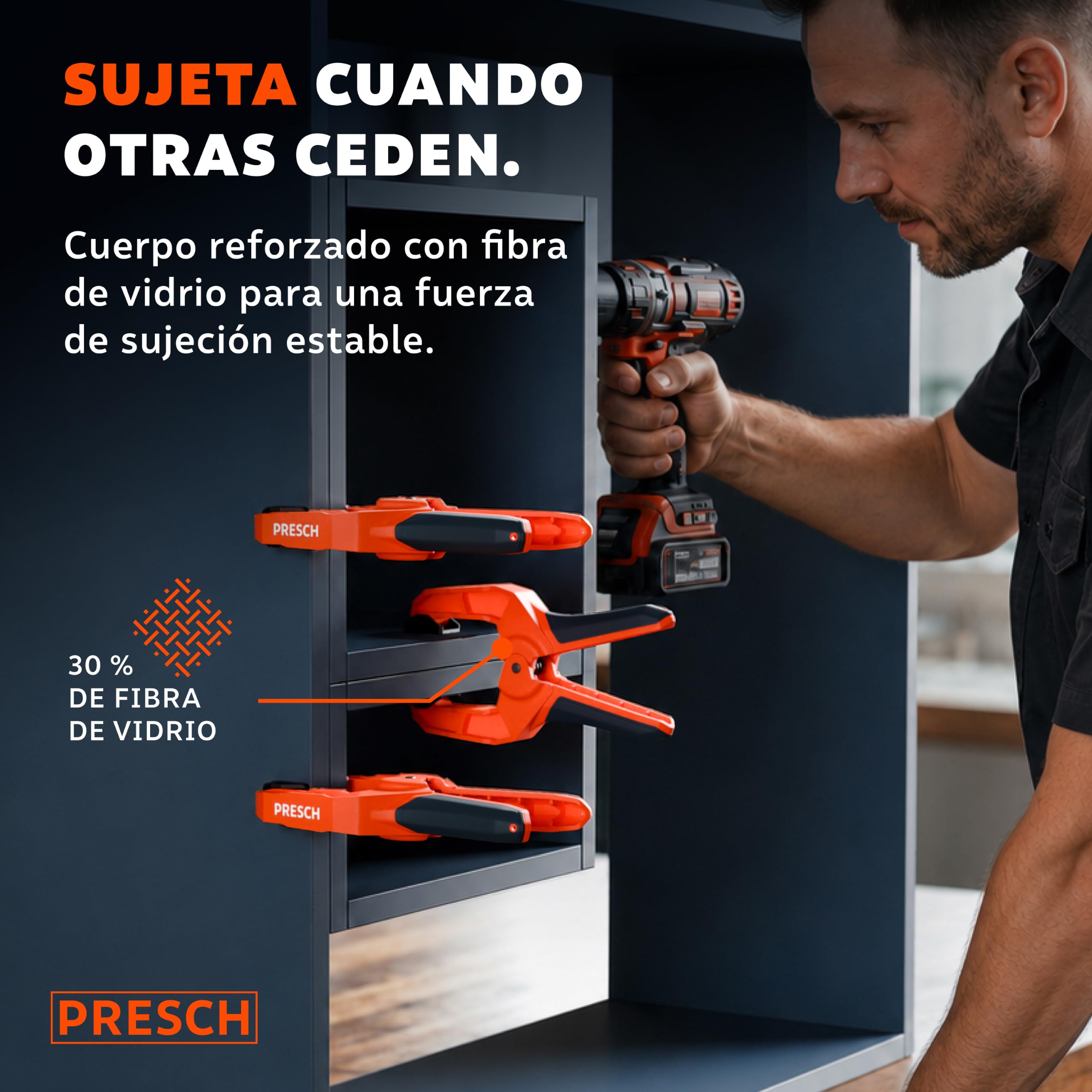 PRESCH Juego de pinzas grandes 12 pzs (50, 65 y 75mm) - Pinzas de resorte