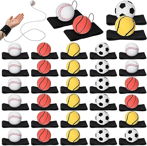 Jerify Paquete de 30 bolas de goma de rebote para muñeca, ideales para béisbol, ejercicio, fiestas