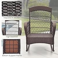 Vista 8 de ORALNER Juego de 3 mecedoras de mimbre para muebles de patio, sillas mecedoras para exteriores con cojines, almohadas, mesa de centro de cristal