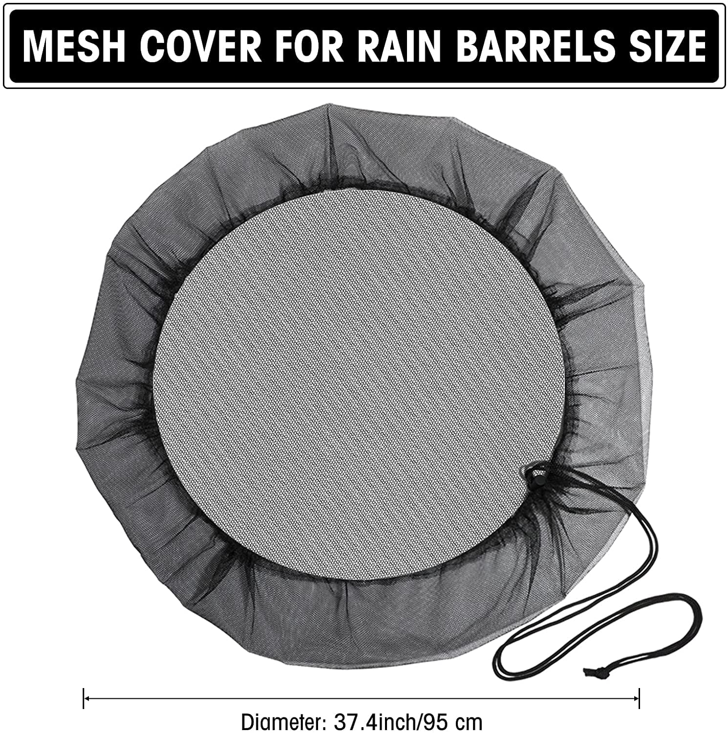 OFFCUP Copertura in Rete per Barili da Pioggia, 2pcs Copertura per Barili da Pioggia, 95cm Rete per Acqua Regolabile Anti Insetti Cadono per Secchio di raccolta dell'Acqua per Giardino Esterno