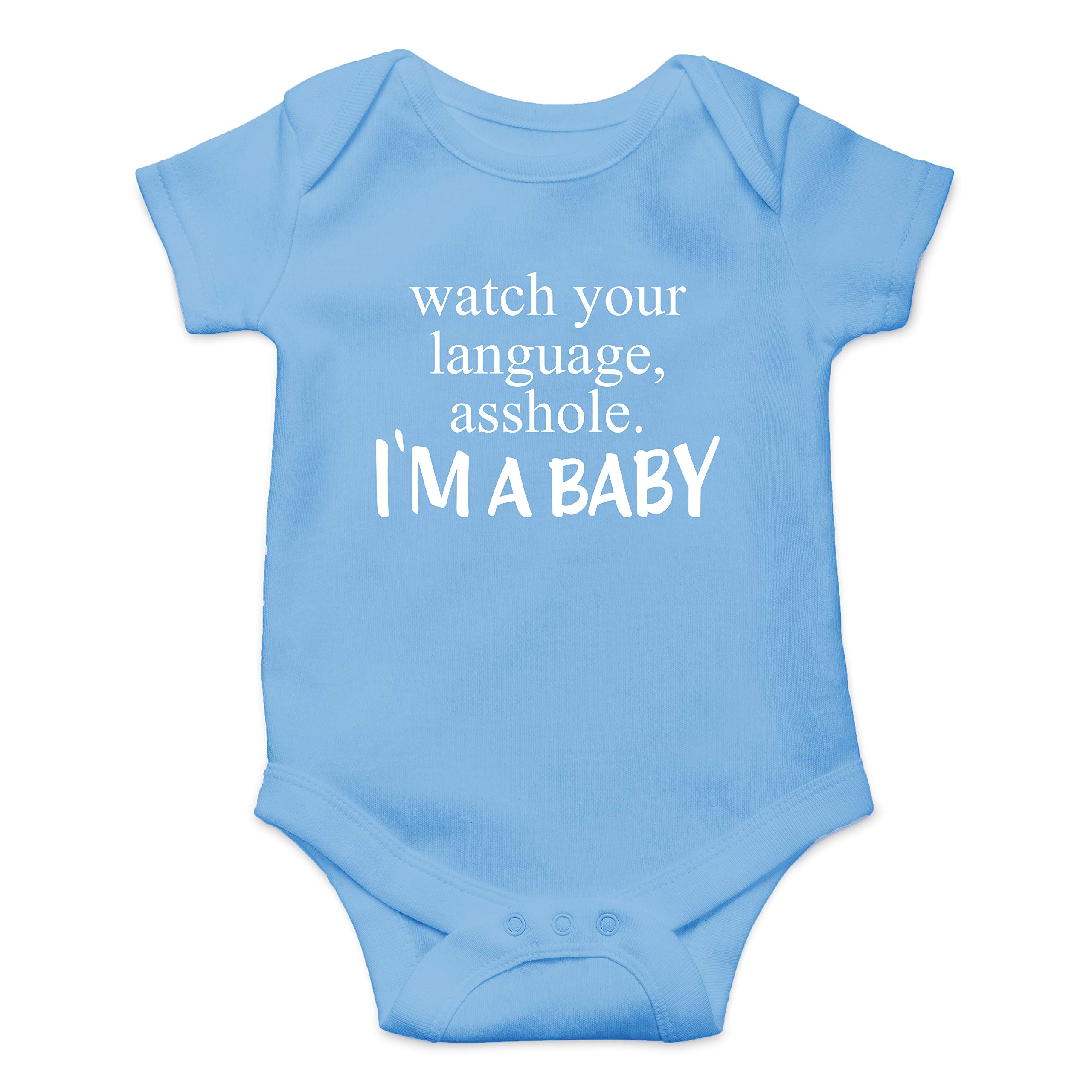 Watch Your Language A-Hole I'm A Baby Funny Cute Infant Creeper, One-Piece Baby Bodysuit