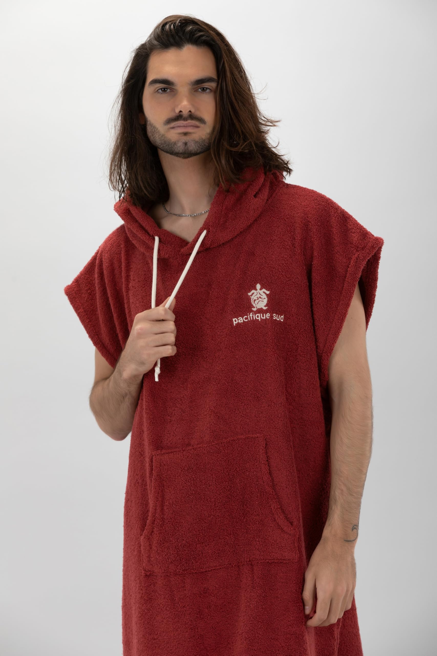 Surf Poncho Peignoir de bain polyvalent sans manches avec capuche et poche avant, en coton premium, idéal pour le surf, la natation, le camping et les sports de plein air Unisexe Taille