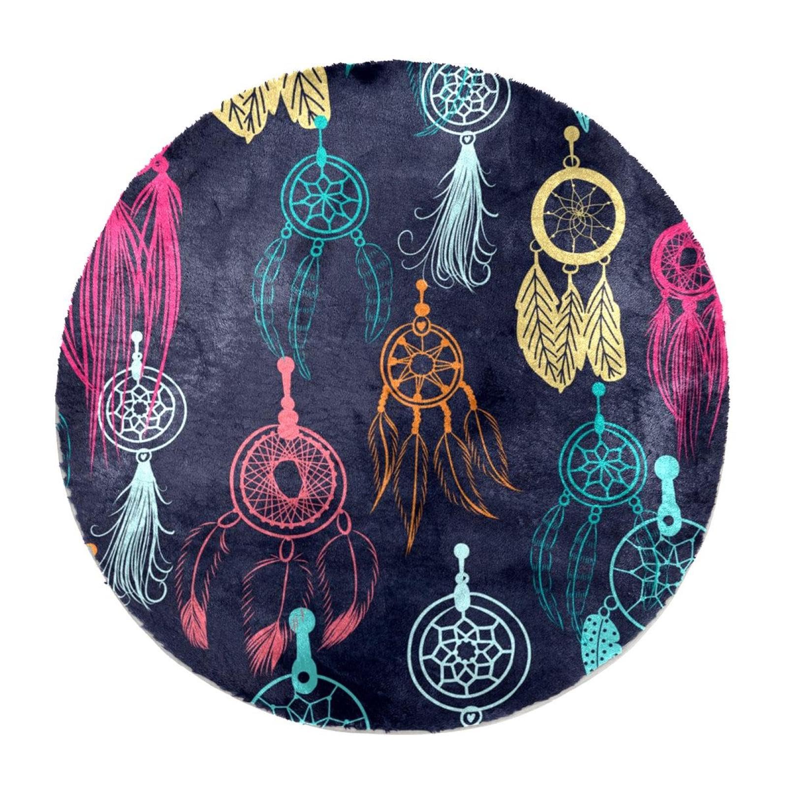 Flauschiger, weicher Teppich für Wohnzimmer, Schlafzimmer, Traumfänger, rutschfest, zottelig, waschbar, Teppich für Schlafzimmer, Spielbereich, Kinderzimmer, dekorativ, 80 cm