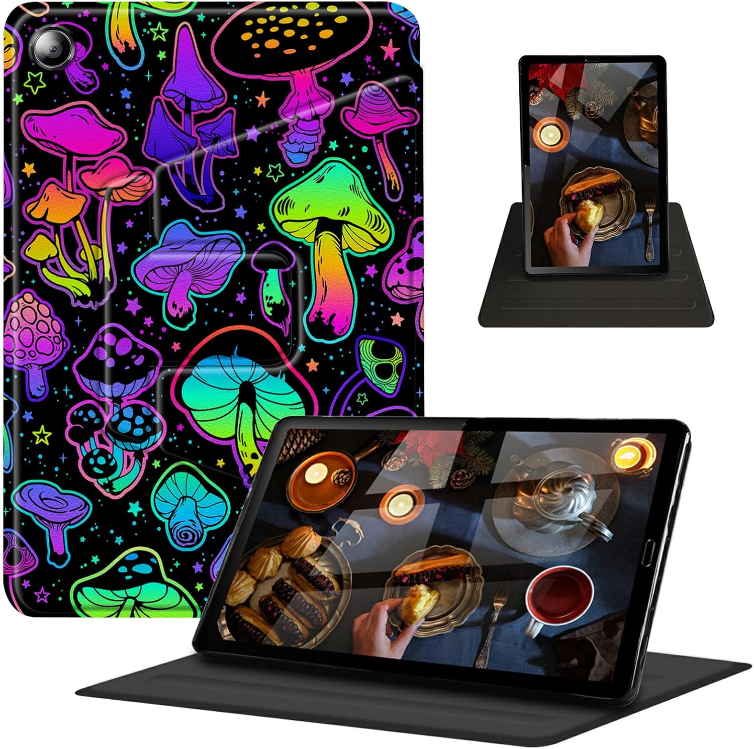 Case for Fire HD 8 & Fire HD 8 Plus Tablet (Fits Both 12th/10th Generation, 2022/2020 Release) 360 Degree Rotating Swivel Stand PU Leather Cover with Auto Wake Sleep, Sunset Sunflower