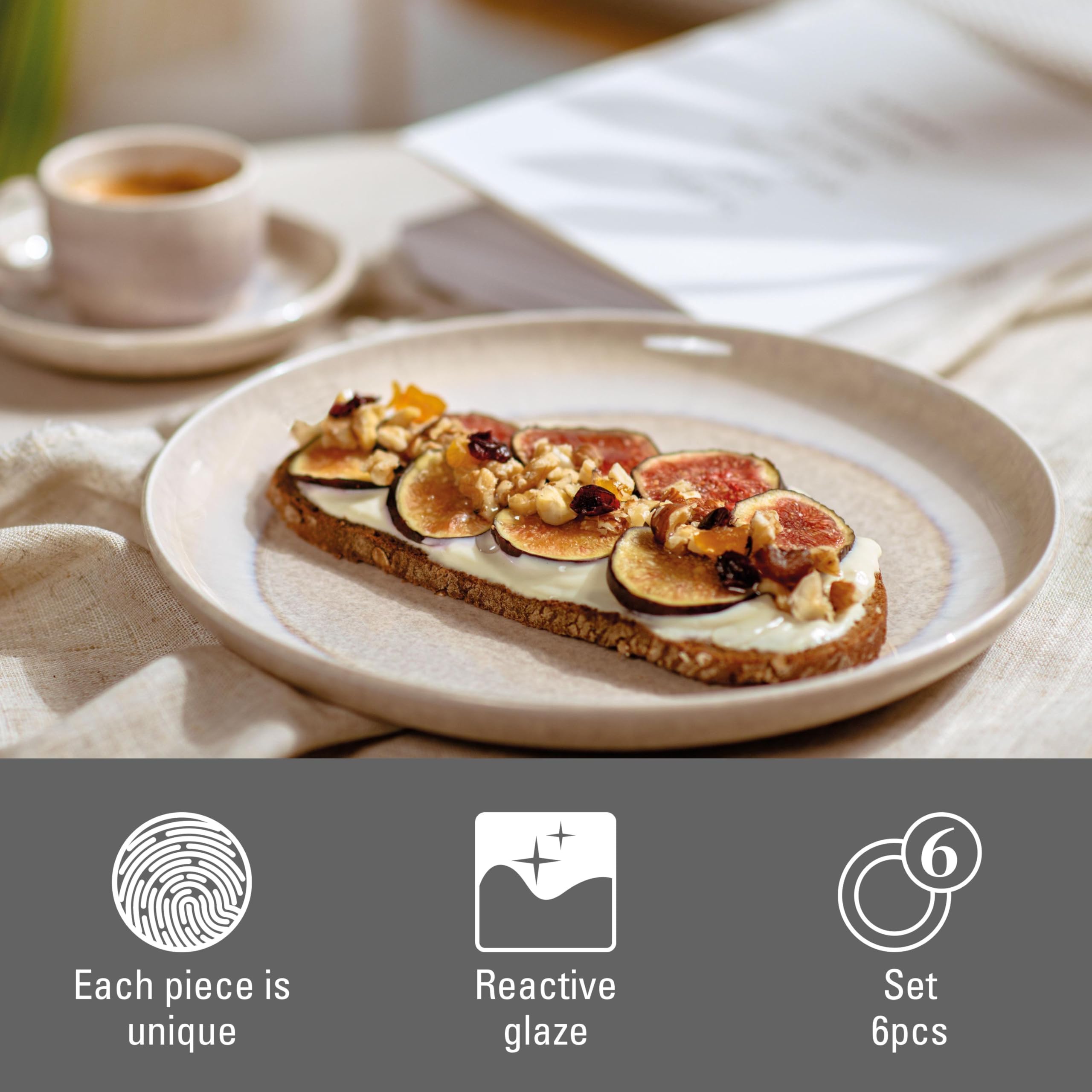 like. by Villeroy & Boch – Perlemor zestaw naczyń z porcelany, 6-cz., styl pottery, serwis śniadaniowy dla 2 osób