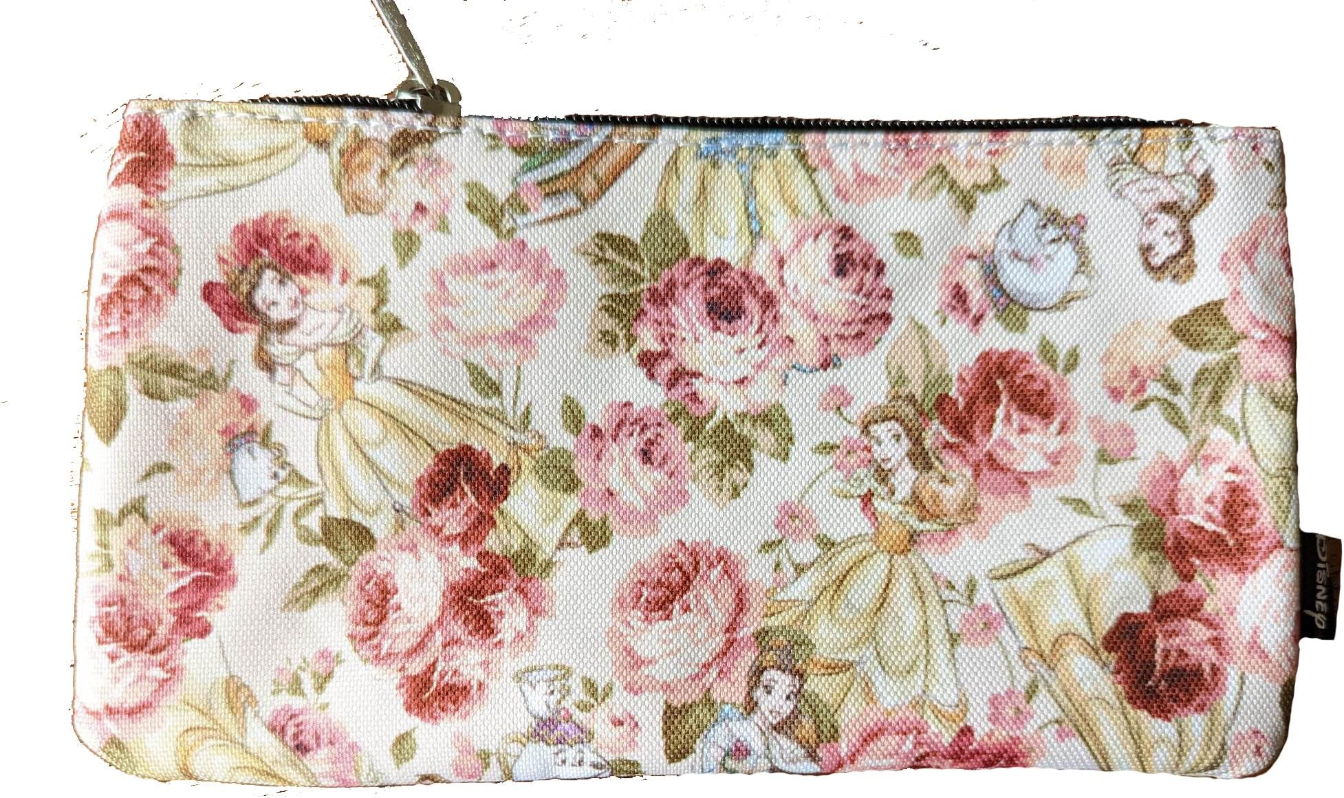 Belle Character Floral AOP Cosmetic Pouch, White, Yellow, Pink, One size