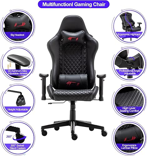 Miniatura 3 de Silla para juegos de respaldo alto ergonómica silla de juegos para computadora silla de oficina ejecutiva de carreras silla de trabajo giratoria