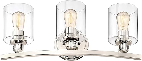 Minka Lavery Lámpara de pared 3073-613 Studio 5 - Lámpara de tocador de baño, 3 luces, 180 vatios, níquel pulido disponible en Yaxa Peru