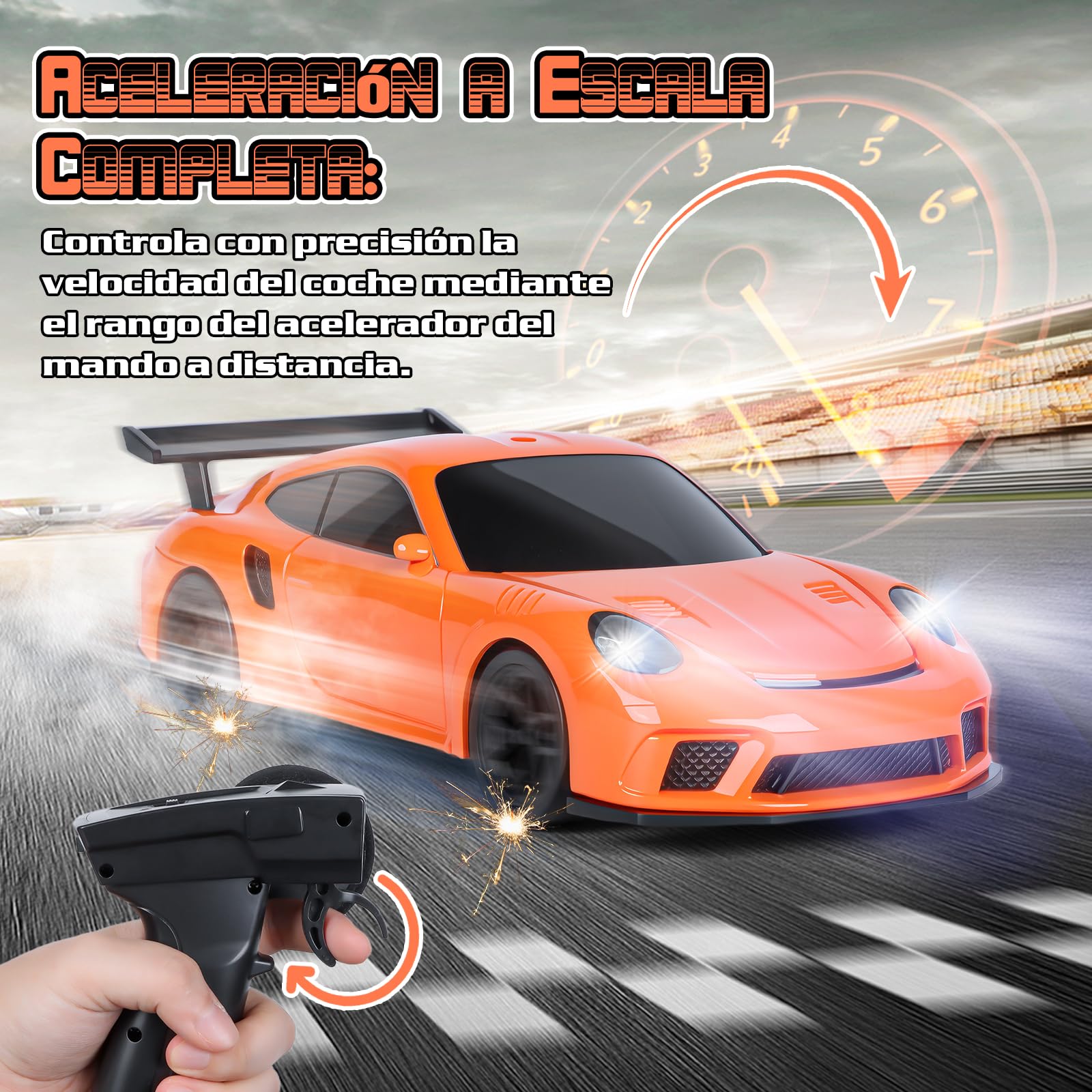 Joellfuner Coche Teledirigido Drift Pro, 1:43 Mini Drift RC Car, 4WD Coche Radiocontrol con Giroscopios y Luces LED, 15km/h, Coche Teledirigido de Juguete para Niños de 14+ Años