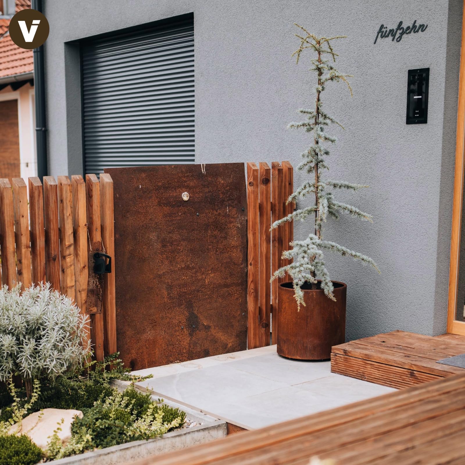 VIVANNO Pflanzkübel Cortenstahl Rostbraun Rund - Frostsicherer Blumenkübel | Mobiler Pflanzentopf mit Rollen für draußen, wetterfester Corten-Stahl Kübel, beweglich durch Räder, winterhart & outdoor