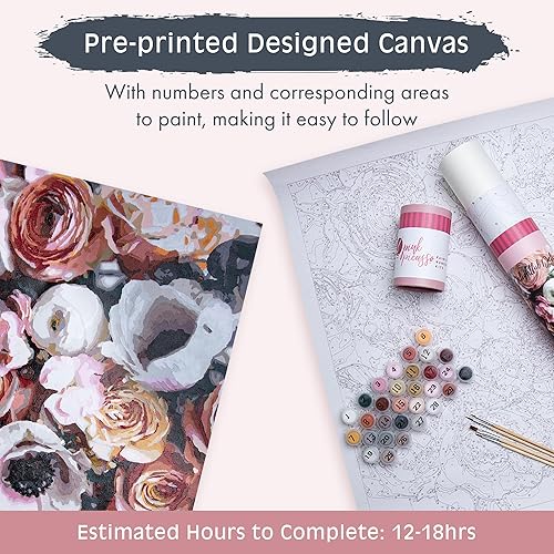 Miniatura 5 de Pink Picasso Kits de pintura floral botánica por número para adultos  Kits de pintura de lienzo para bricolaje por números para dibujar artes y