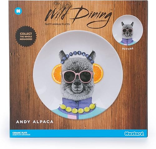 Miniatura 3 de Mustard Wild Dining Andy Alpaca - Plato llano de cerámica, M12006G