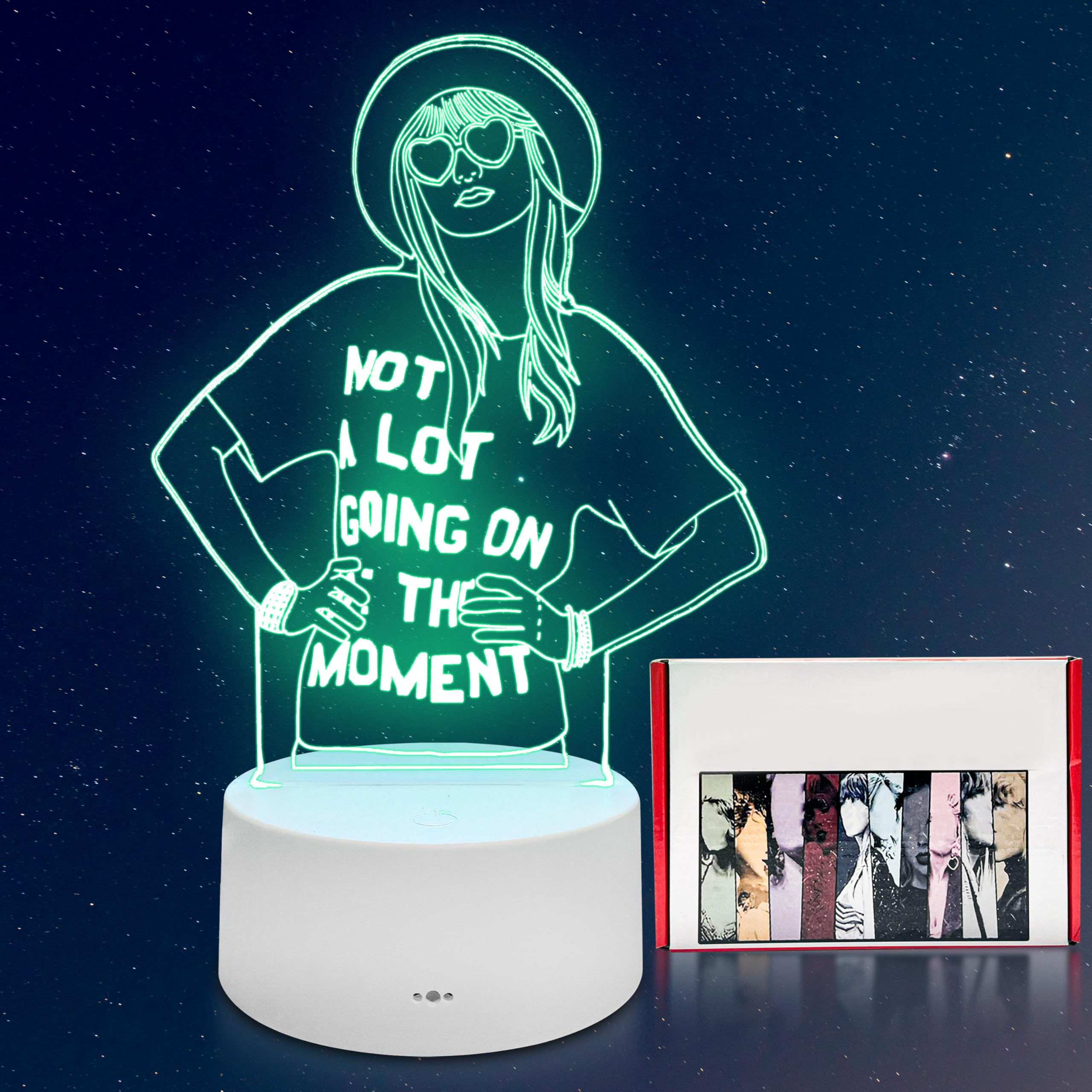 TS Night Light with Touch Sensor for Room Decor, Bedside, Nightstand-7 Colors, 2 Flash Modes with Gift Box for TS Fans