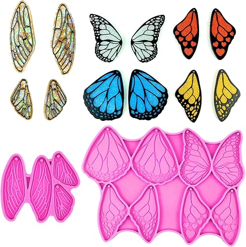 Miniatura 3 de Molde de adorno estilo mariposas, molde de resina epoxi, molde de resina para colgante, adecuado para bricolaje, moldes de aretes, combinación para