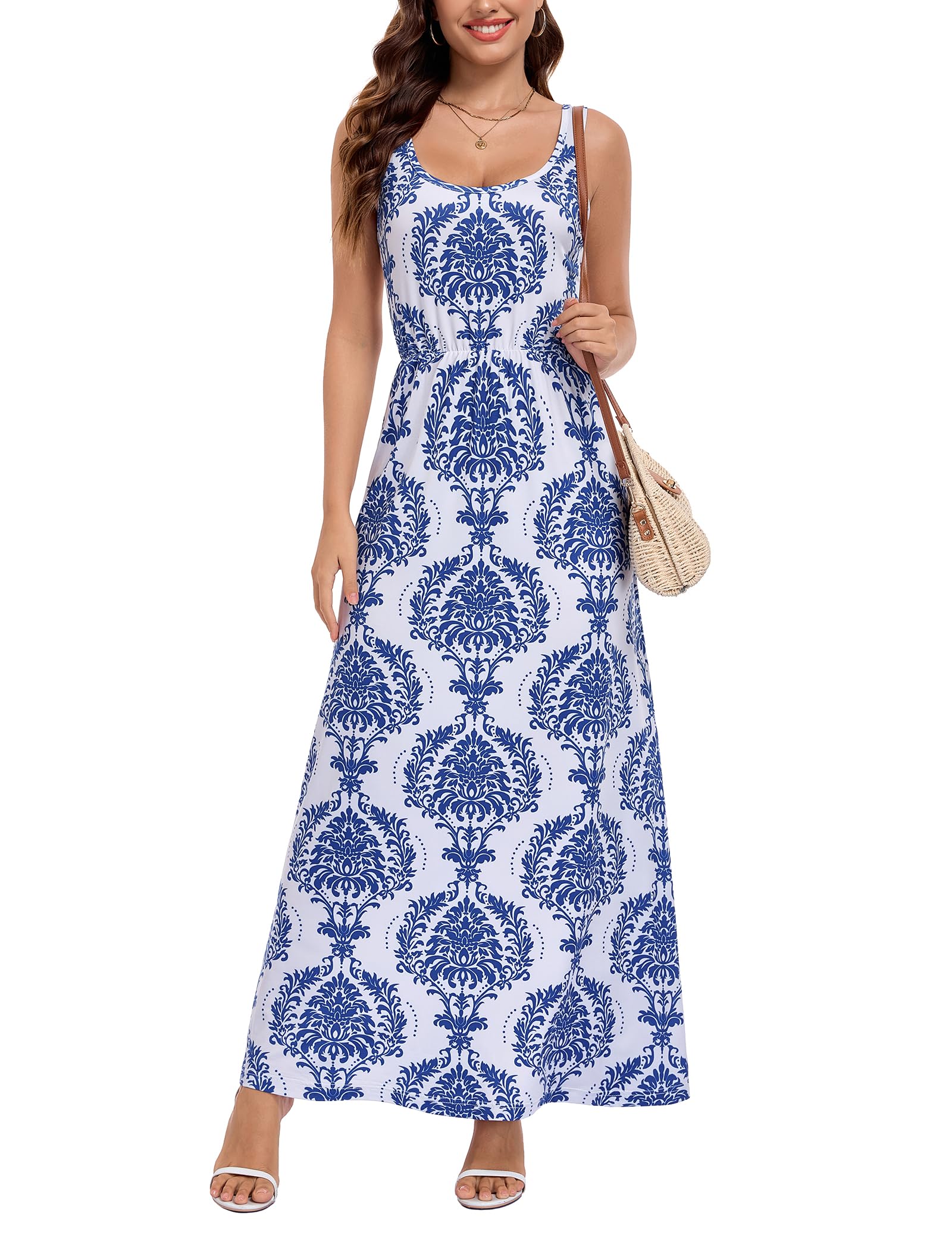 Lacavocor Womens Summer Maxi Dress Tank Top Sleeveless Long Dresses