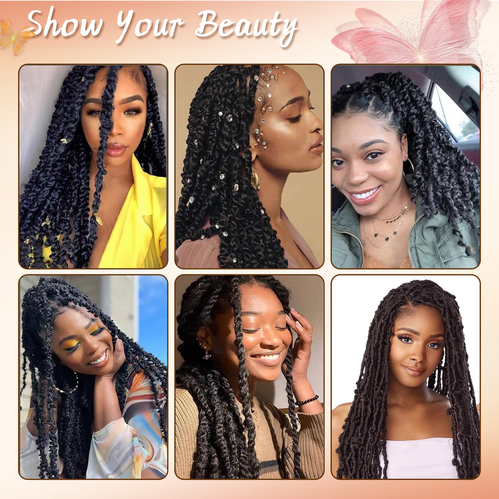 3 Packs 24 Inch Soft Twist Hair for Afro Marley Locs Black Pre-Separated Spring Twist Hair for Locs Crochet Braiding Hair for Curly Marley Braiding Hair Extensions for Women - Image 3
