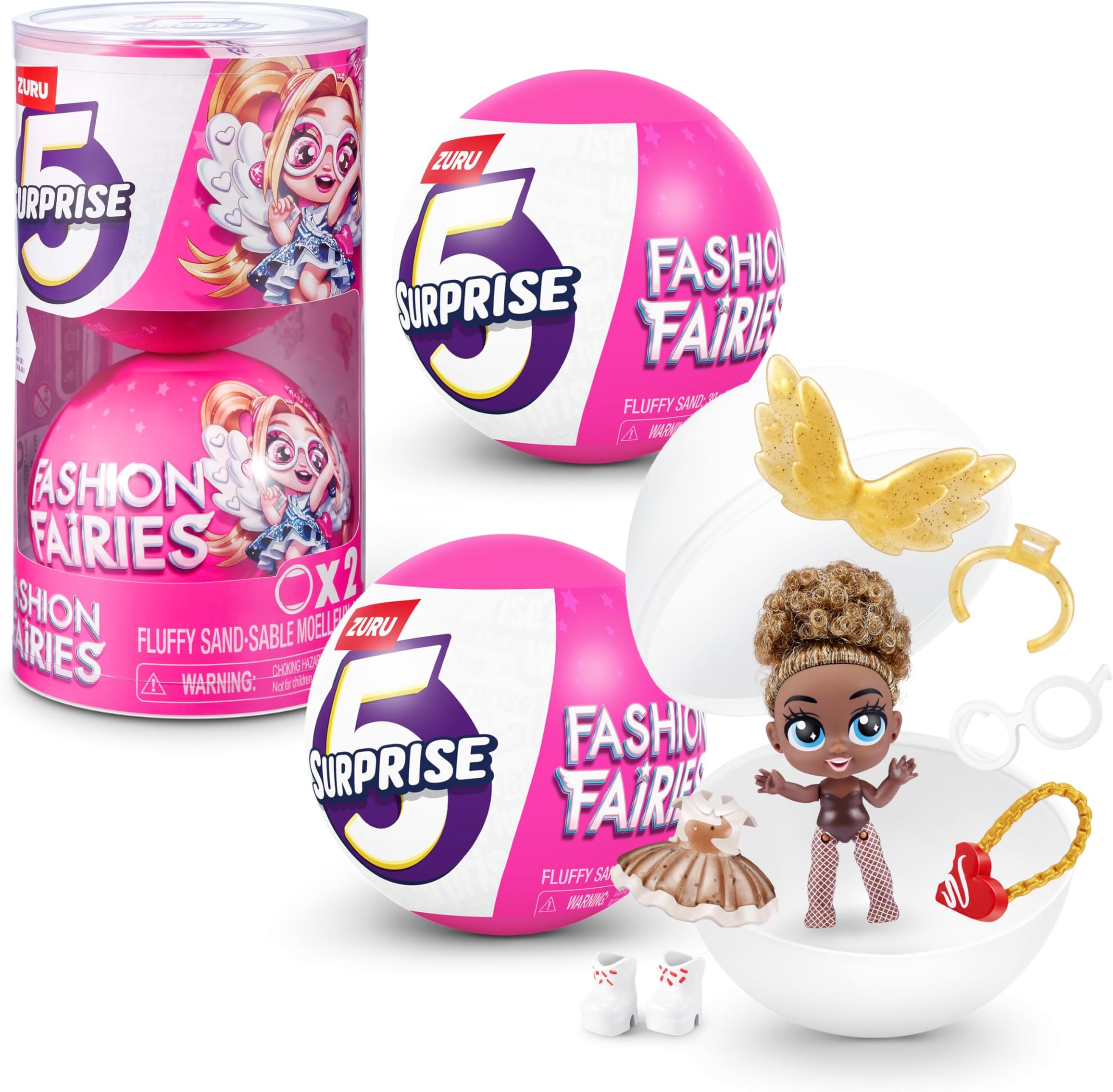 Fashion Faries, Series 1, Mystery Collectible Miniature Figures, Girls, Mystery, Collectibles, Fashionable, Fairy, Surprise, Unboxing (2 Capsules), 2 Capsule