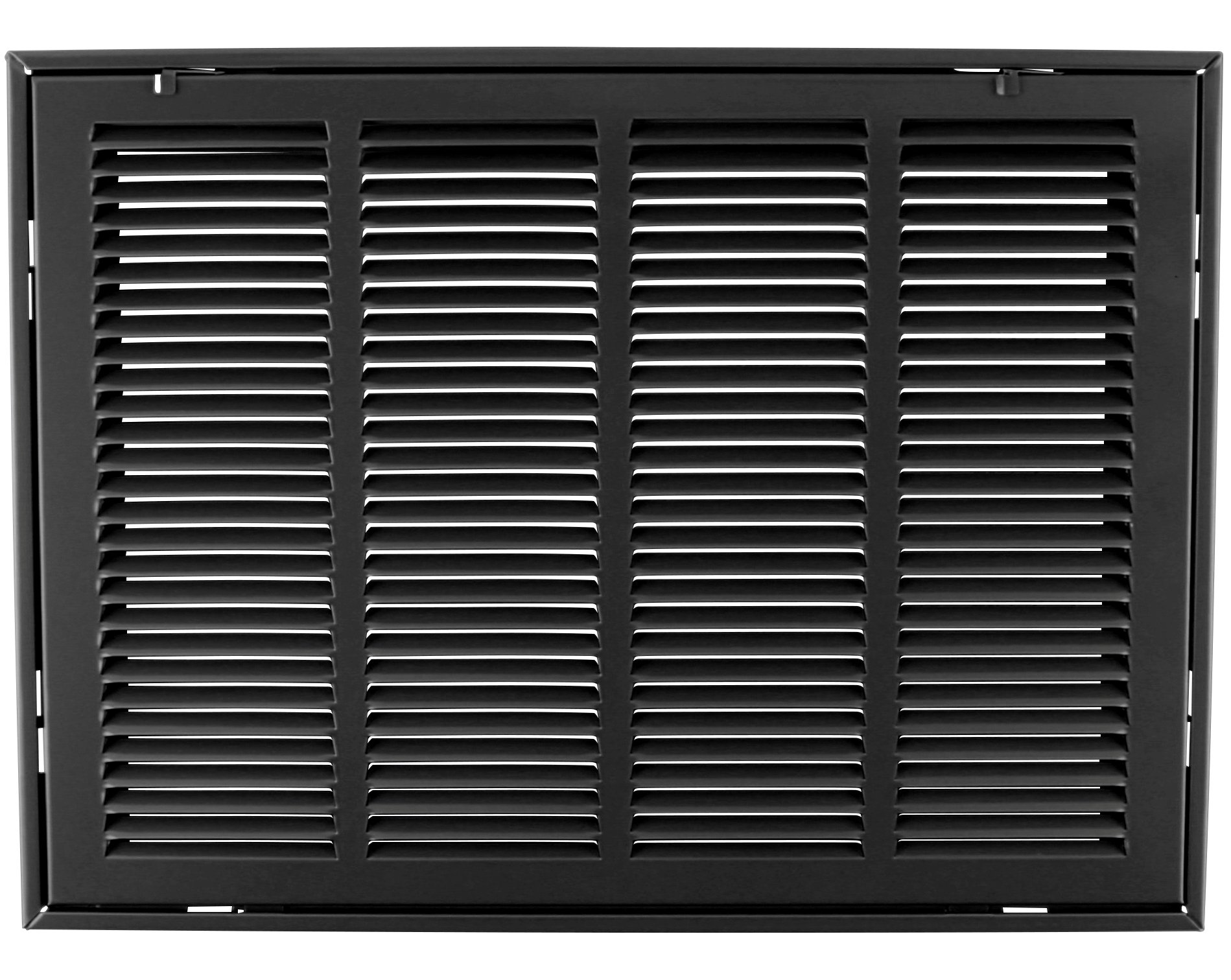 20" X 12" Steel Return Air Filter Grille for 1" Filter - Easy Plastic Tabs for Removable Face/Door - HVAC Duct Cover - Flat Stamped Face - Black [Outer Dimensions: 21.75w X 13.75h]