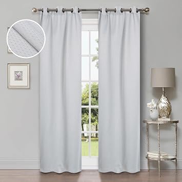 Superior Blackout Curtains, Room Darkening Window Accent for Bedroom, Living, Sun Blocking, Thermal, Modern Style, Grommet Header, Shimmer Collection, Set of 2 Panels, 42" x 84", Chrome