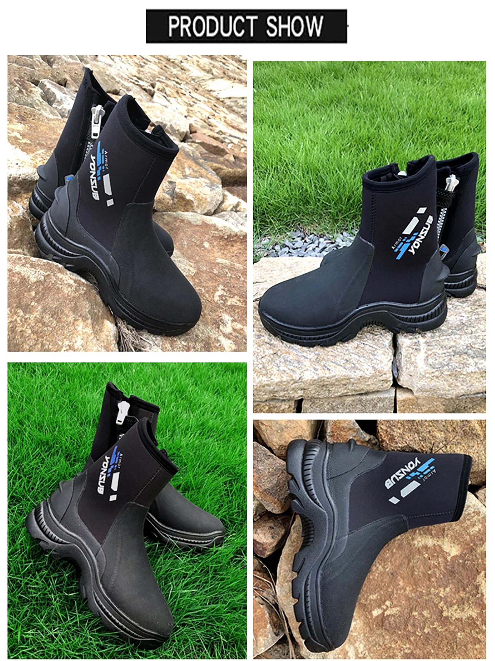 Botas de buceo de neopreno de 5 mm para hombres y mujeres, zapatos de agua de alta calidad con suela gruesa antideslizante, protección para los dedos, calzado duradero para esnórquel, surf, rafting y