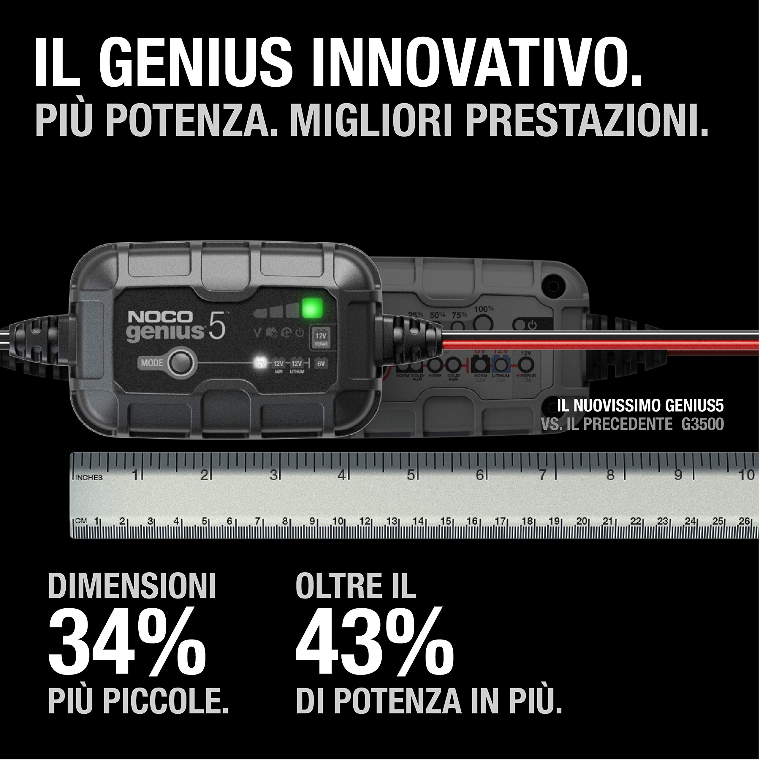 NOCO GENIUS5 Caricabatterie Intelligente 5A 6V/12V Mantenitore di Carica Desolfatatore