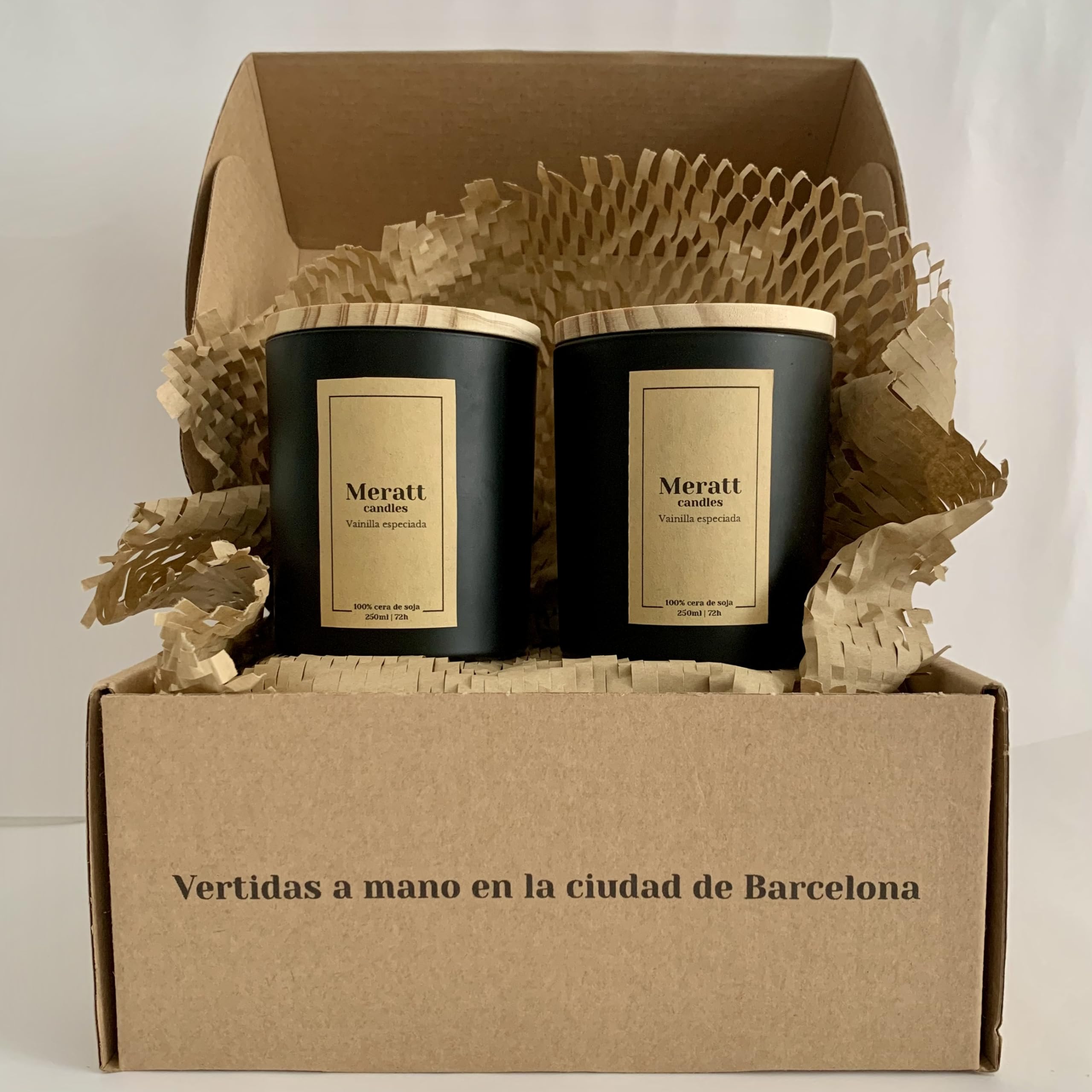Meratt Candles. Velas Aromáticas de Soja 250ml. Velas Perfumadas. Velas Aromáticas Grandes. Velas Aromáticas para Regalo. (Vainilla Especiada, 2-PACK)