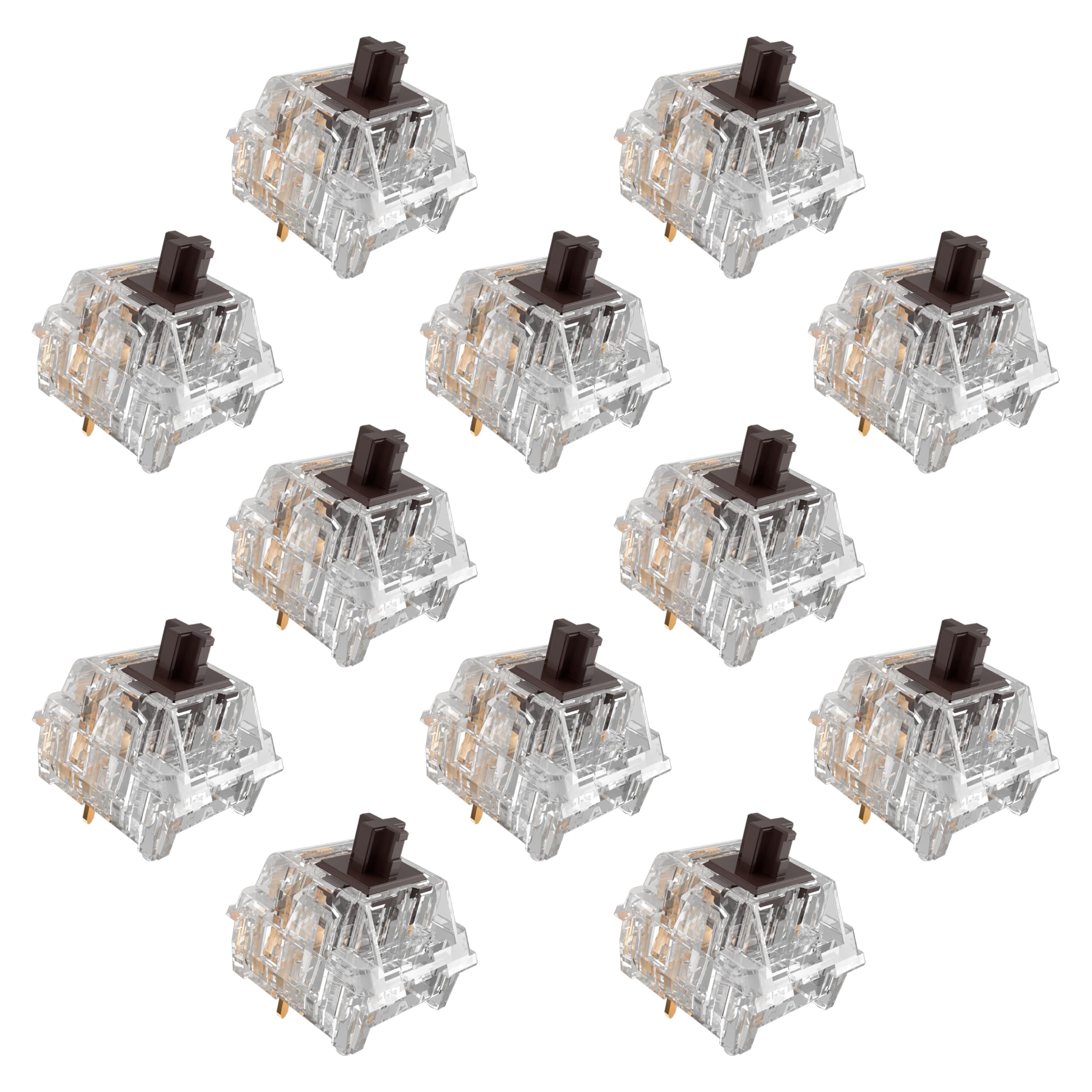 Zhouwang Crystal Brown Switch Mechanical Keyboard Replacement,3 Pin Tactile/Accurate Typing/Dustproof/RGB Transparent Gaming Keyboard Switches(90Pcs)
