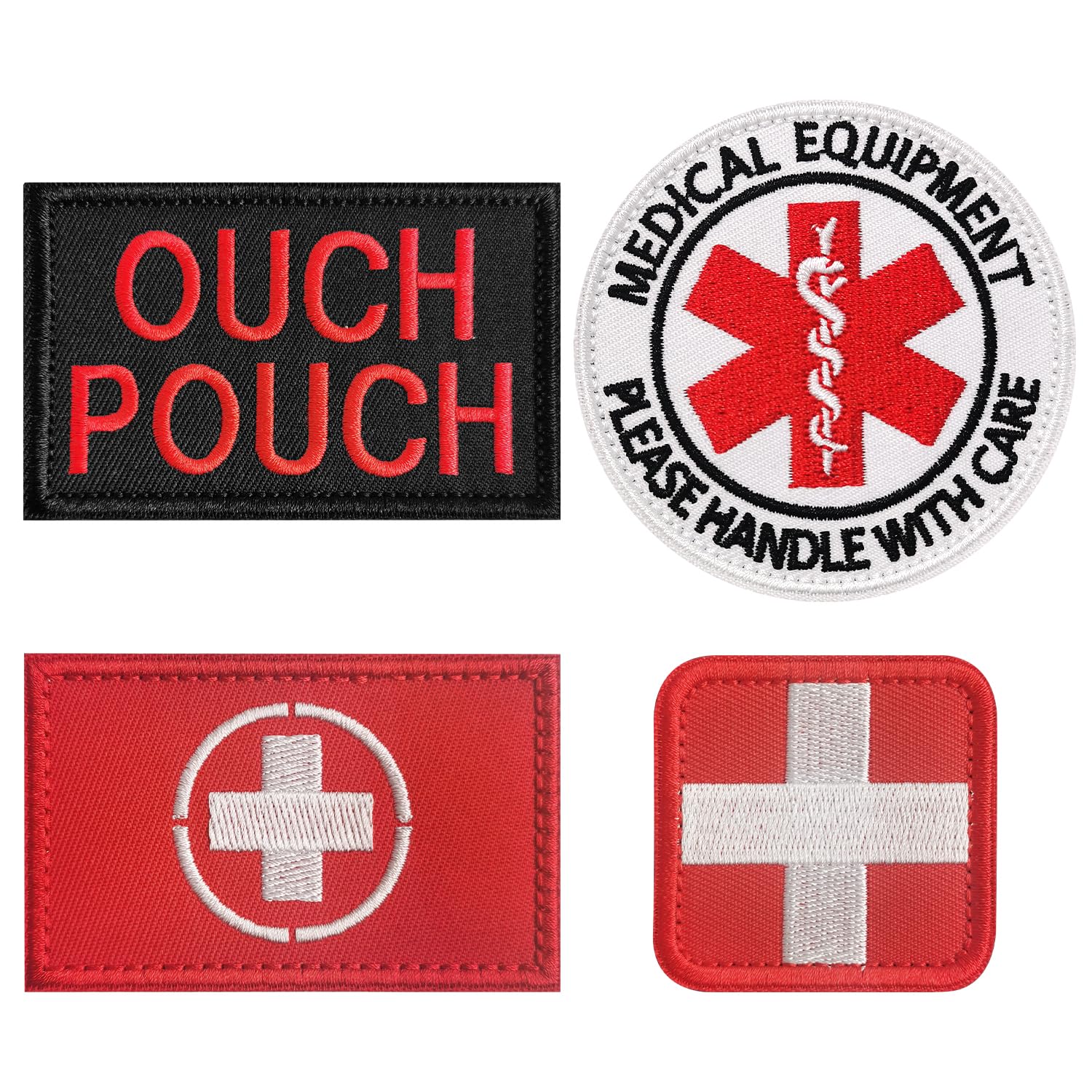 4 Pcs Tactical Medic Cross Morale Patch – Embroidered Tactical Star of Life & Red Cross M…