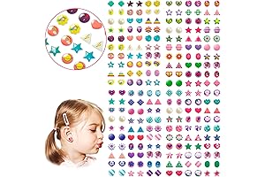 240PCS Sticker Earrings for Little Girls, 3D Gems Girls Sticker Earrings