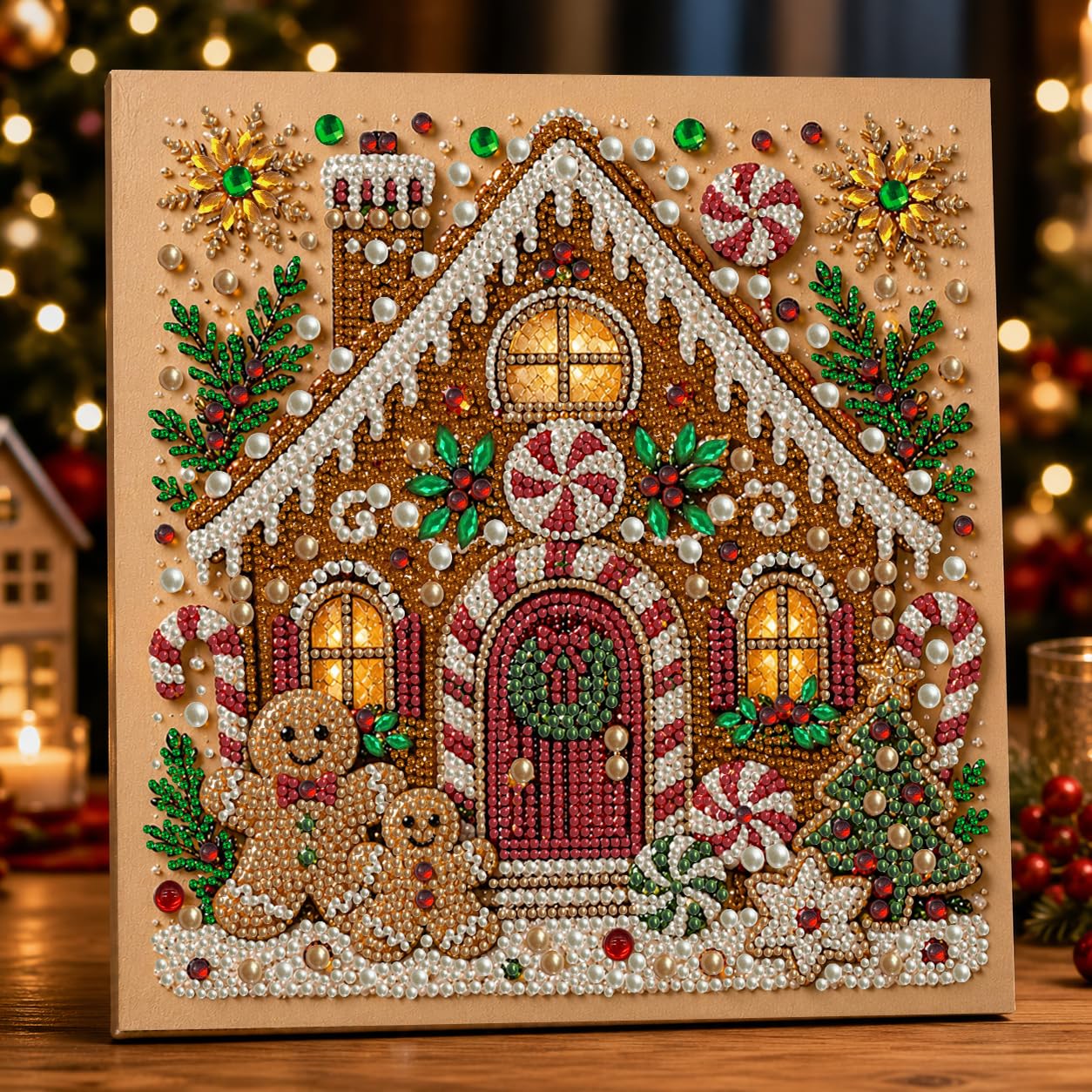 Reofrey DIY Christmas Pearl Art Kits for Adults, Cute Christmas 5D Diamond Art for Adults - 30x30cm, Xmas or Winter Home Decor Wall Art, Beginners Seasonal Party Gift
