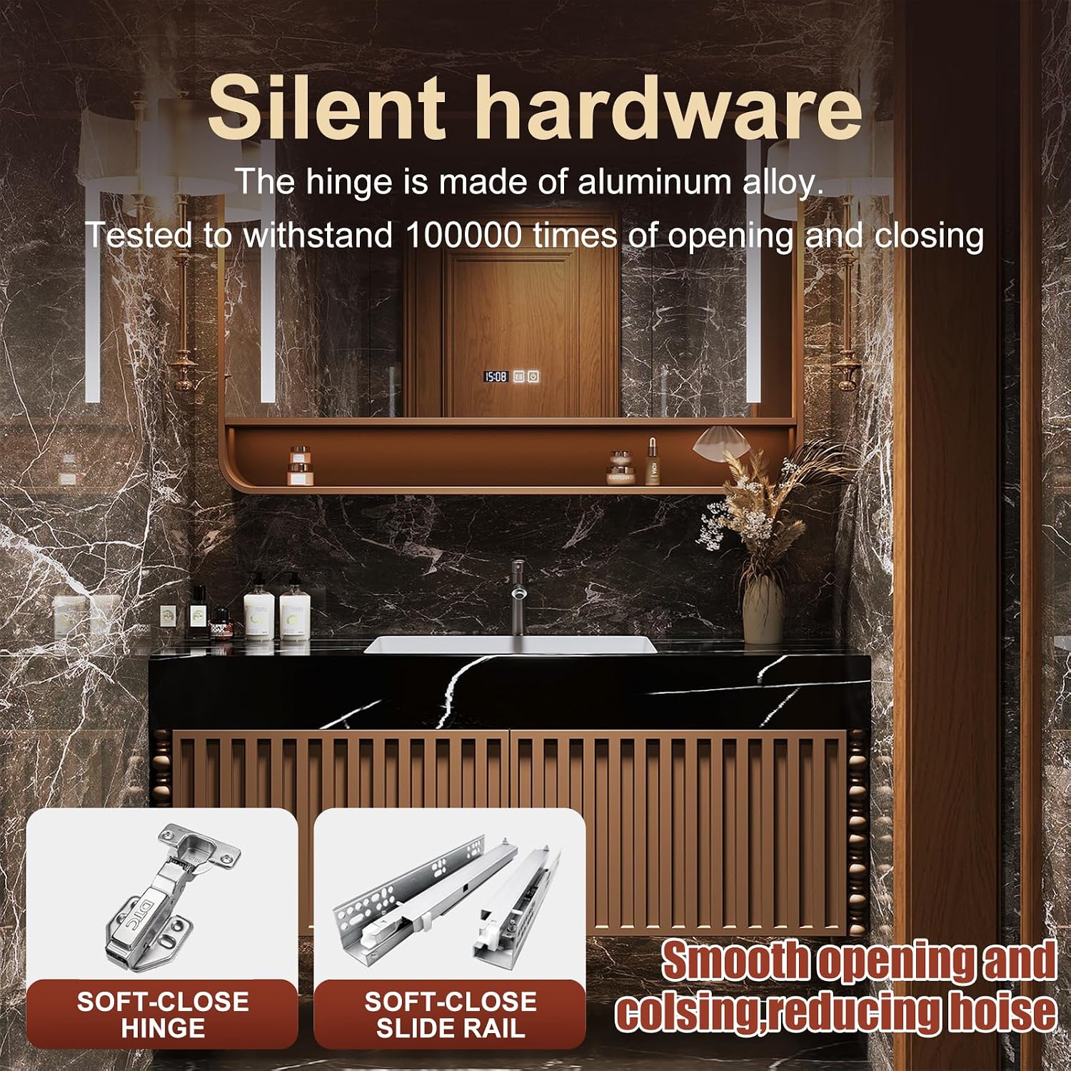 Oneroom Corner Bathroom Vanity with Sink, Vanity Cabinet with Sink Digital Mirror & Anti Fog Mirror, Wall Mirror for Bathroom Light Up Vanity Mirror