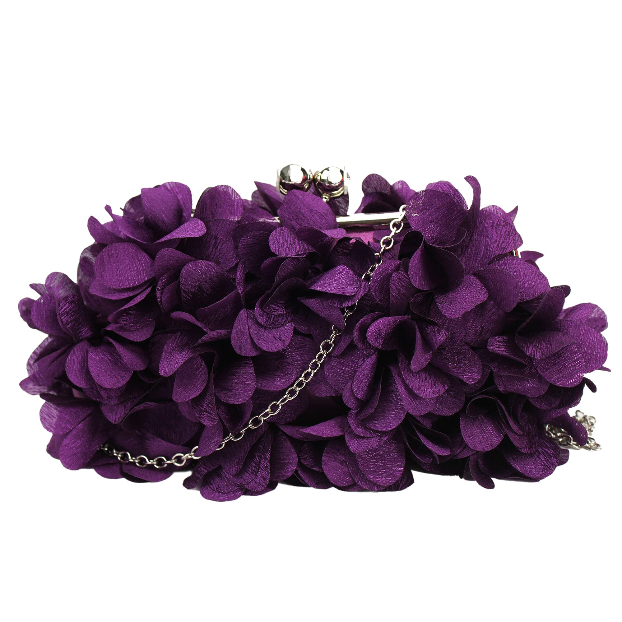 GoclothodBuddy Women Rose Shaped Clutch Soft Satin Wristlet Handbag Wedding Party Purse