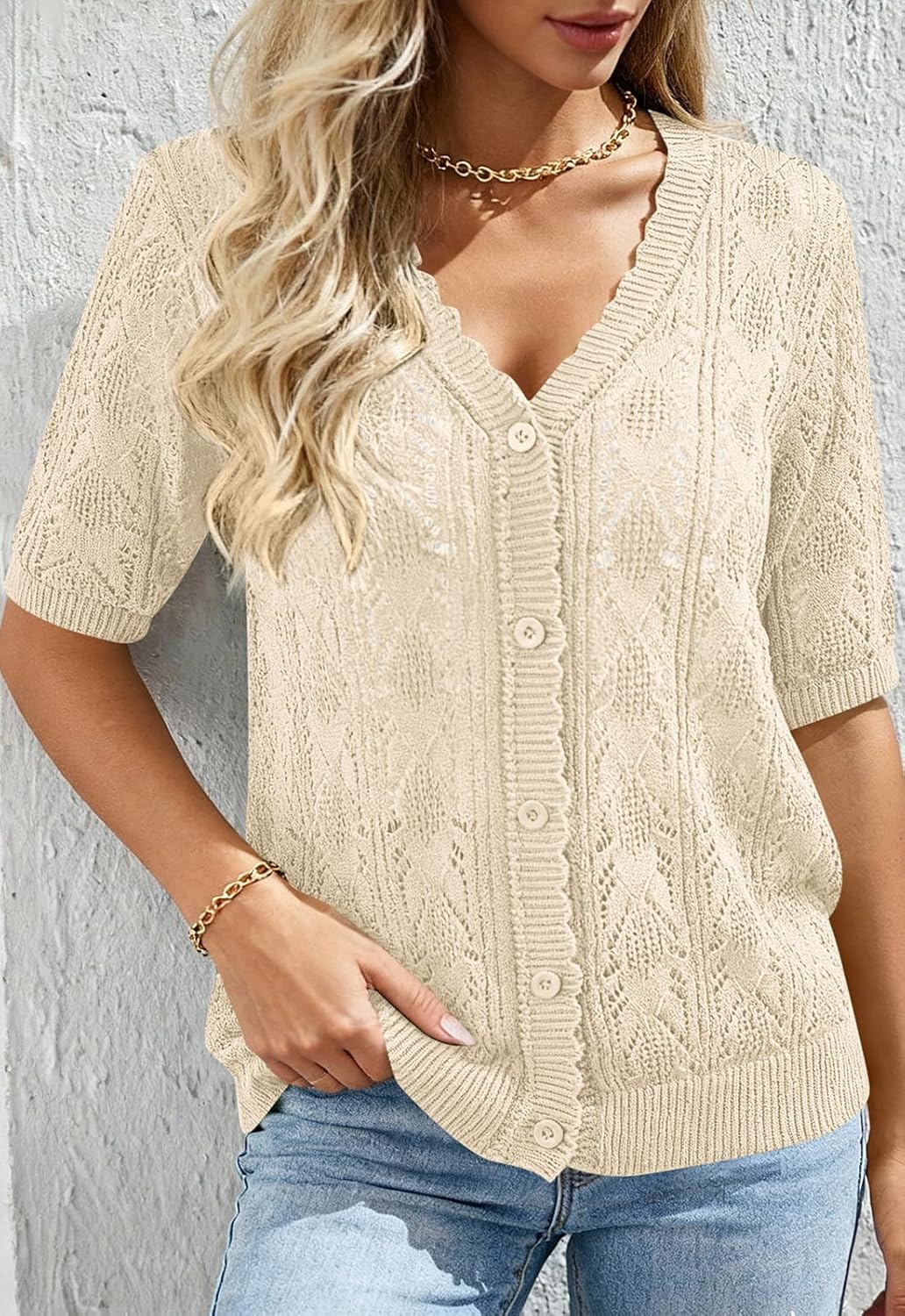 PRETTYGARDEN Women's Lightweight Spring Cardigans 2026 Short Sleeve Crochet Knit Sweater Tops Summer Beach Vacation Clothes - Image 5
