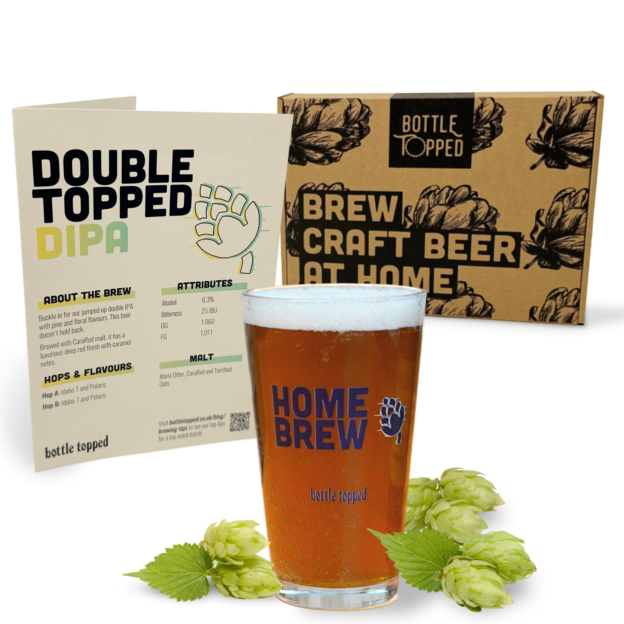 Double Topped DIPA Home Brew Kit – Ingredient/Top-Up Beer Making Kit to Brew 5L of Beer at Home – Make Your Own Craft Beer – Perfect for Home Brewer, Beer Gift, Gifts for Men, Gifts for Dad