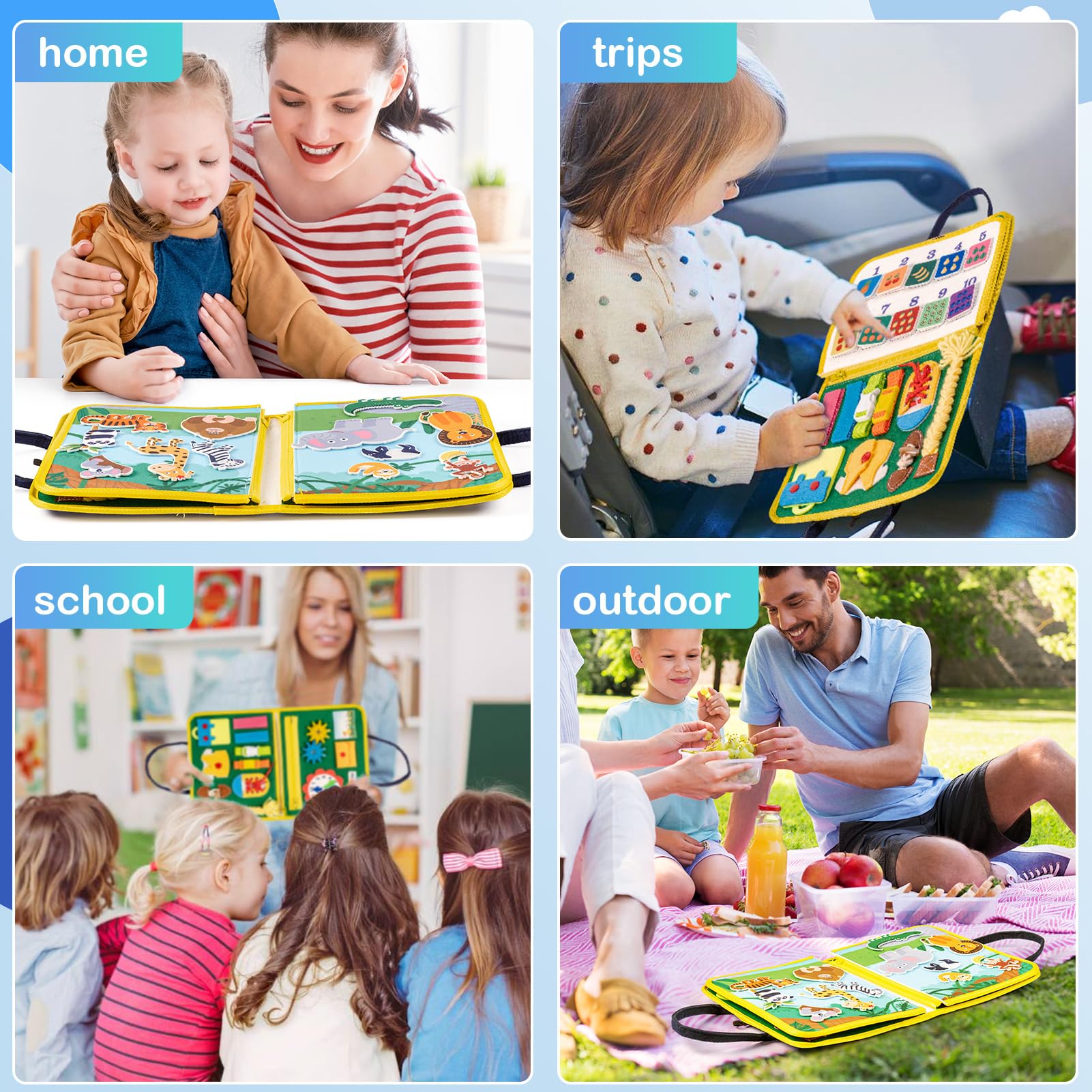 Uping Busy Board Activity Board Baby Sensoriale Montessori Giocattoli Giocattoli Educativi Regalo Ragazzo Ragazza Bambino Sensoriale Giocattolo Educativo Tastiera per Viaggi Auto Aereo