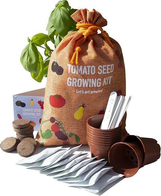 Scott & Co. Tomato Seed Grow Your Own Kit, 10 Tomato Seeds Varieties, Roma VF, Moneymaker, Tigerella and More, Sow and Grow Guide, Pots, Labels and Peat Free Compost, Gardening Gifts for Women and Men